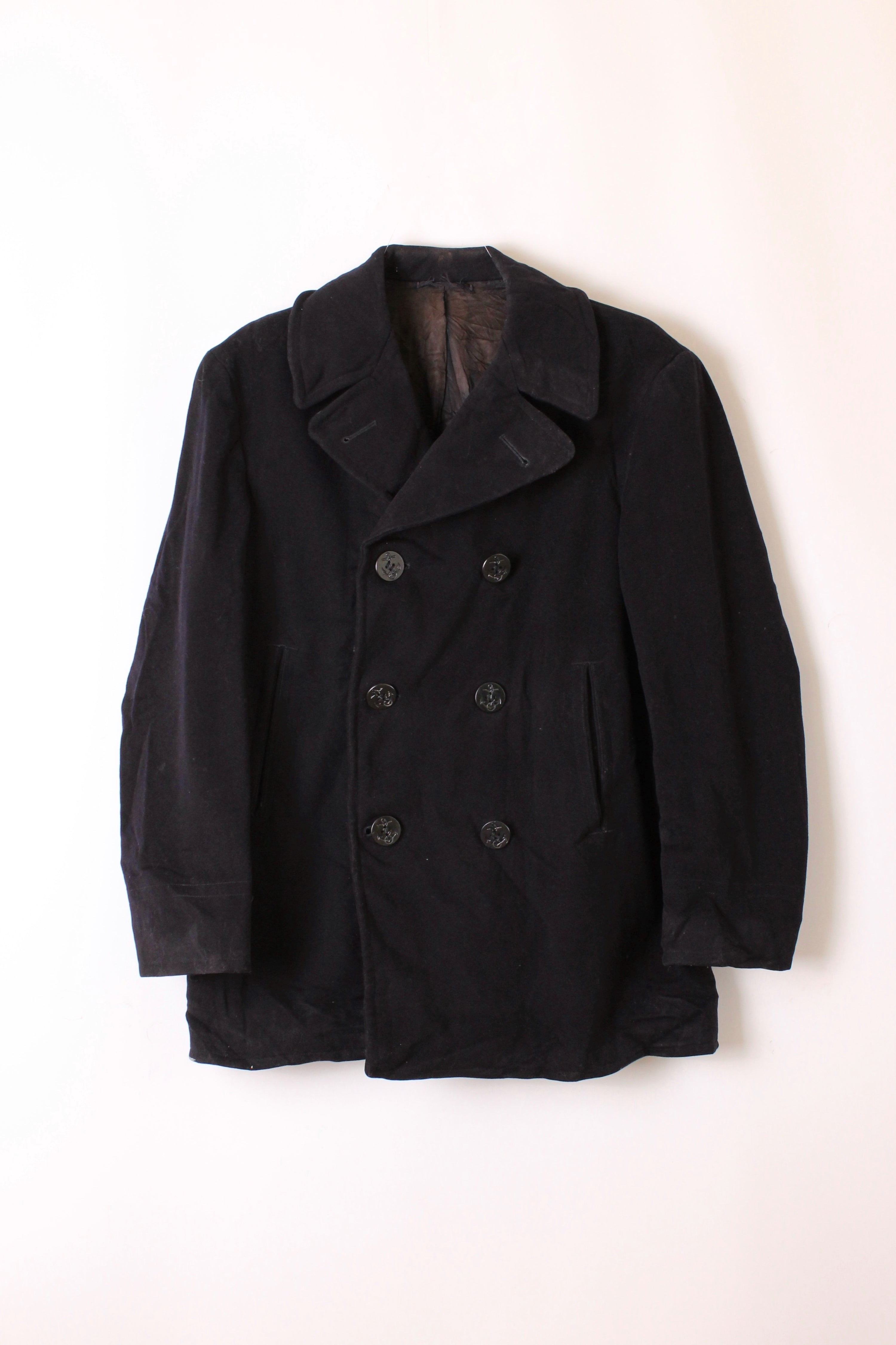 US NAVY VINTAGE PEA COAT NAVY BLUE - M/L