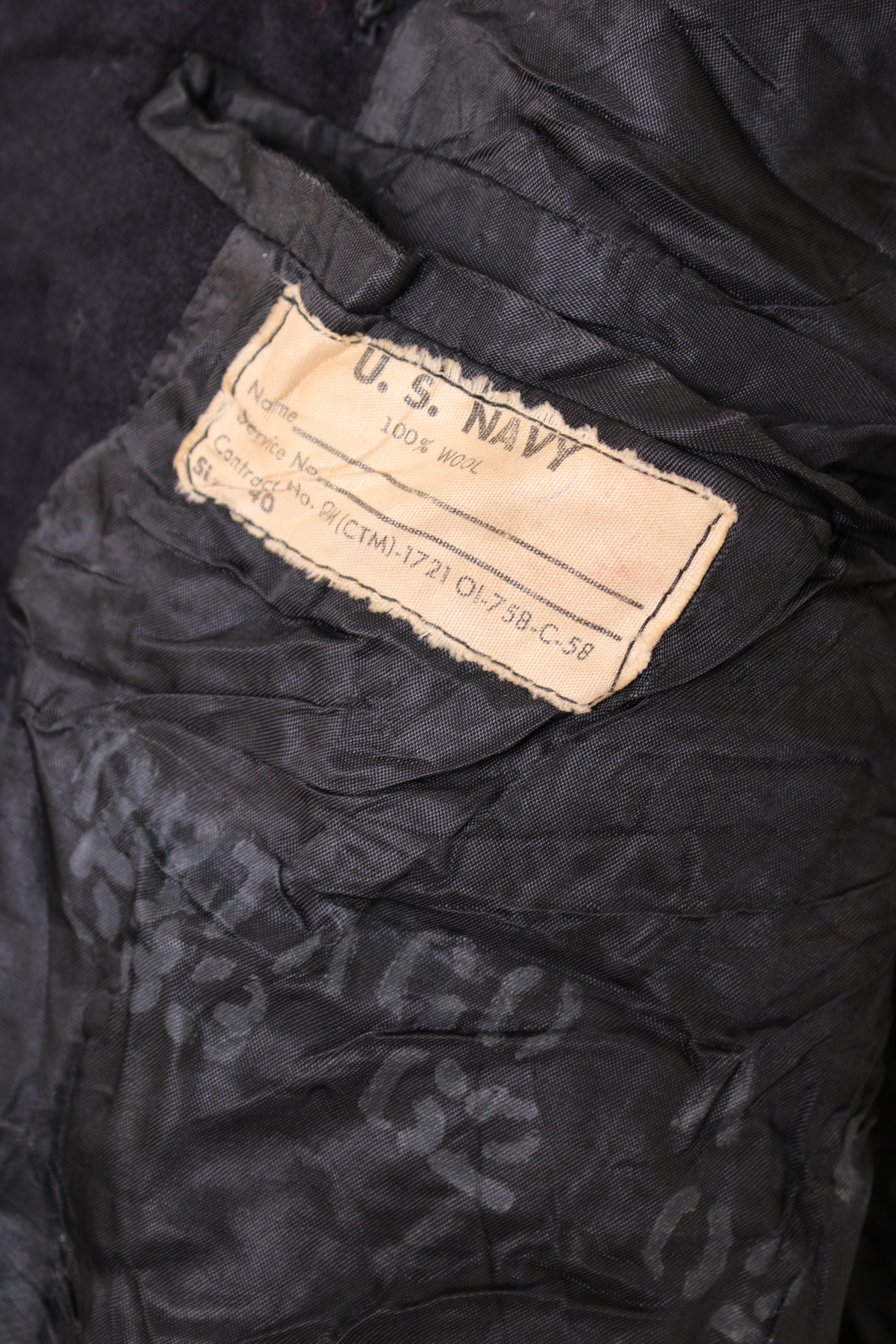 US NAVY VINTAGE PEA COAT NAVY BLUE - M/L