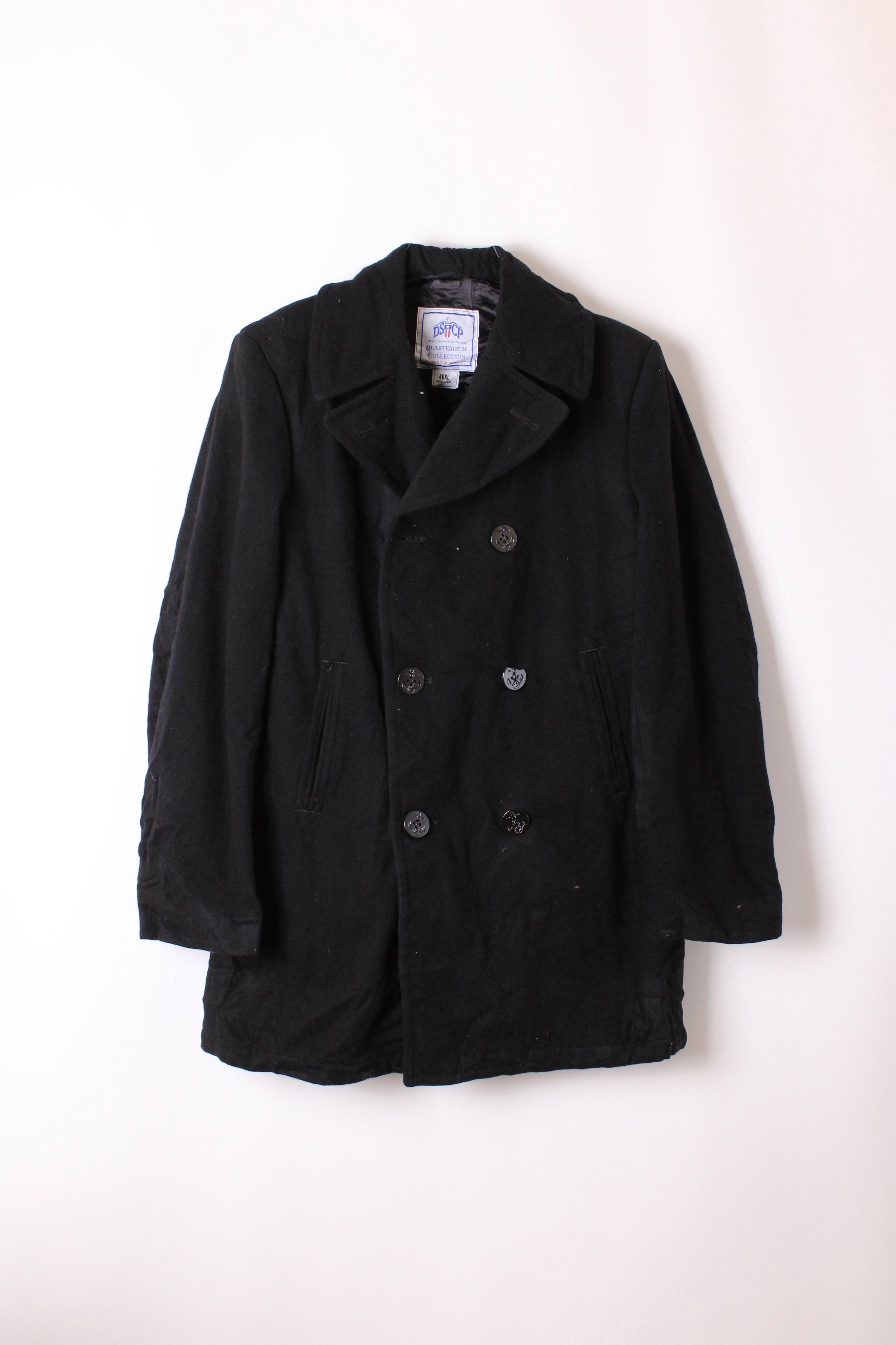 US NAVY VINTAGE PEA COAT NAVY BLUE - XL