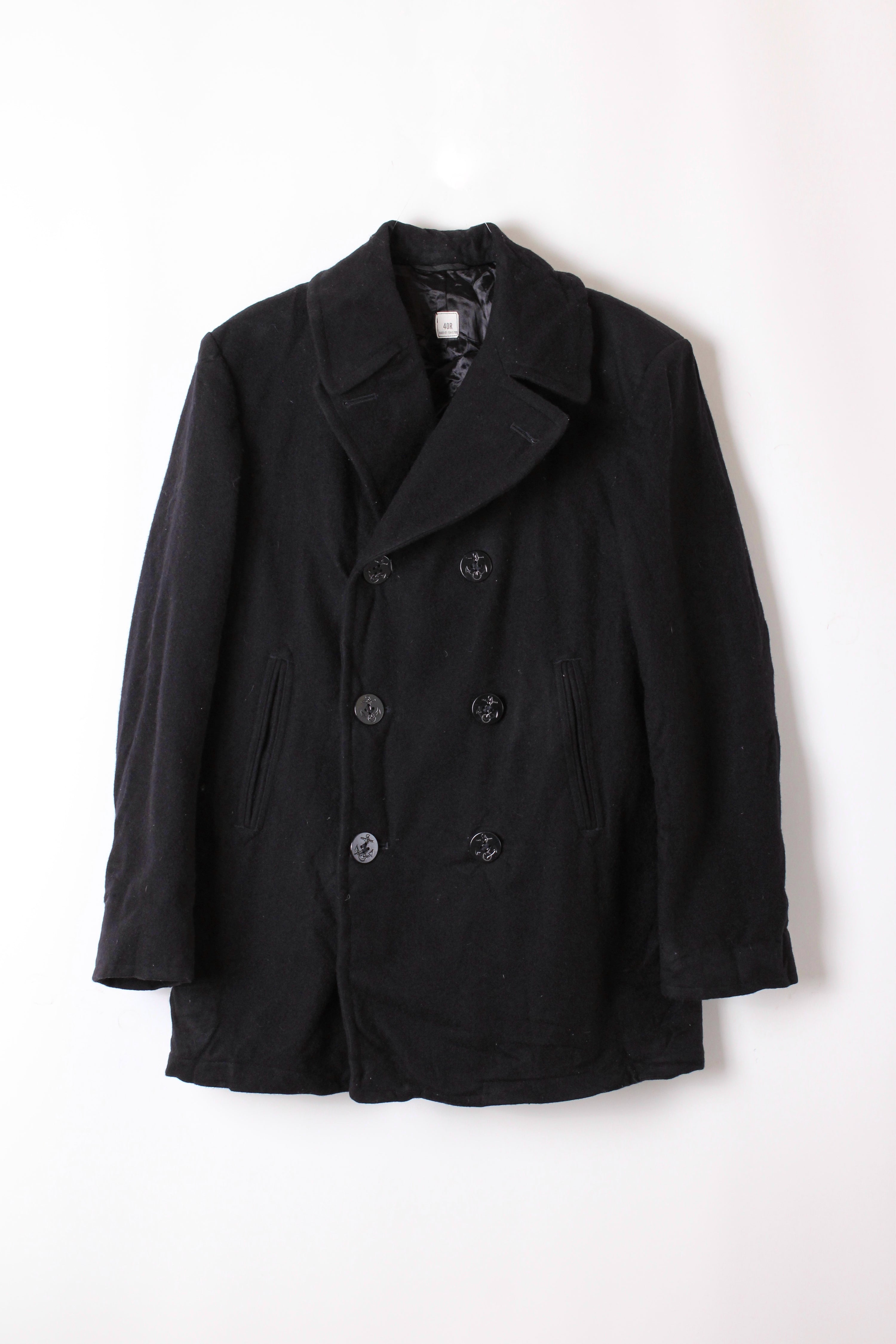 US NAVY VINTAGE SCHOTT PEA COAT NAVY BLUE - M/L