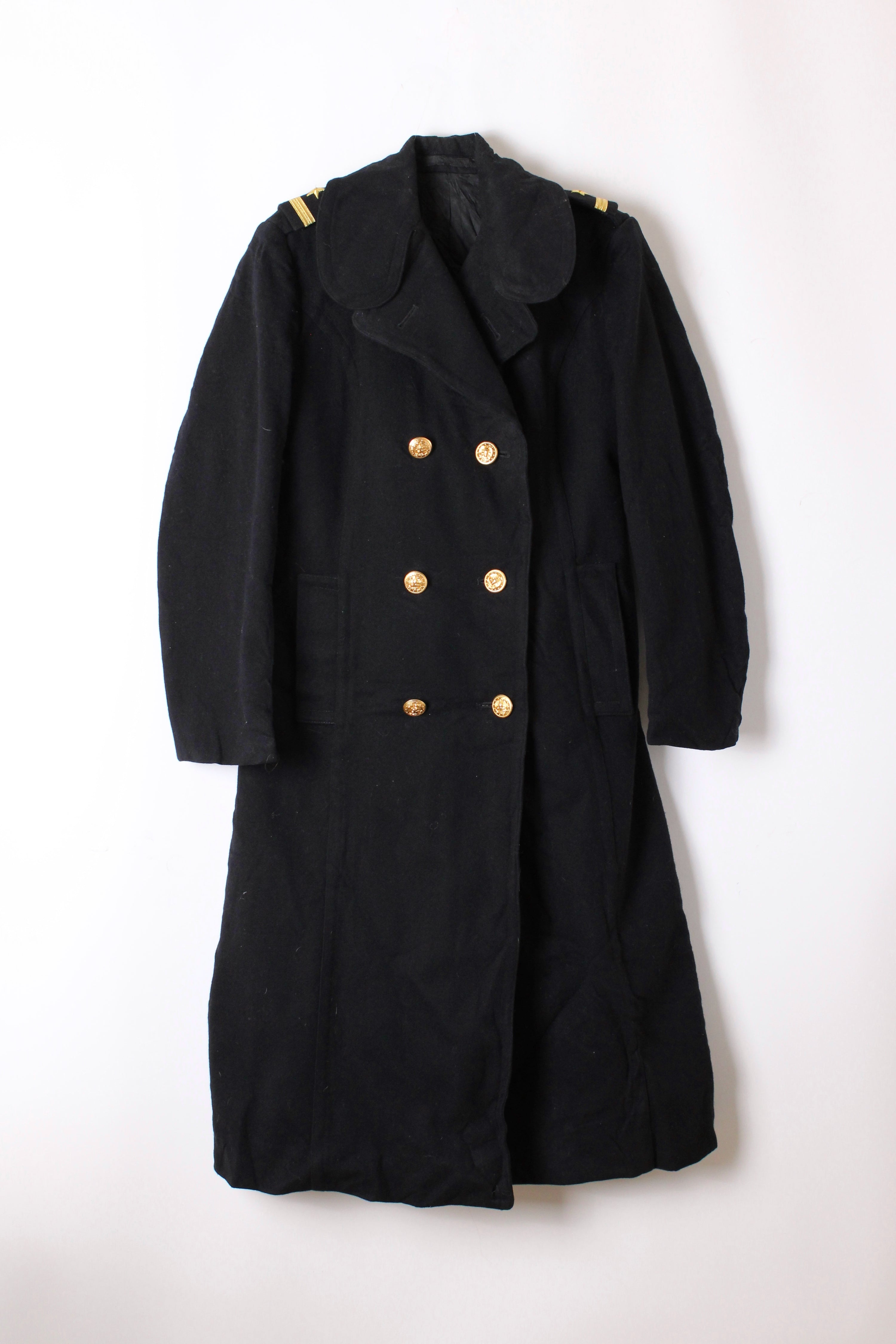 US NAVY VINTAGE PEA COAT BLACK - XS/S