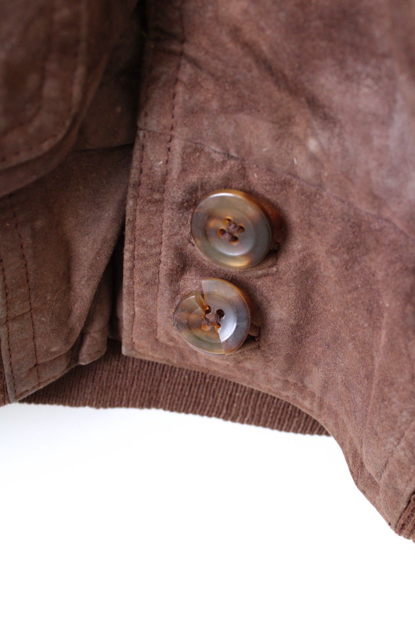VINTAGE SUEDE HARRINGTON BOMBER LEATHER JACKET DARK BROWN - S