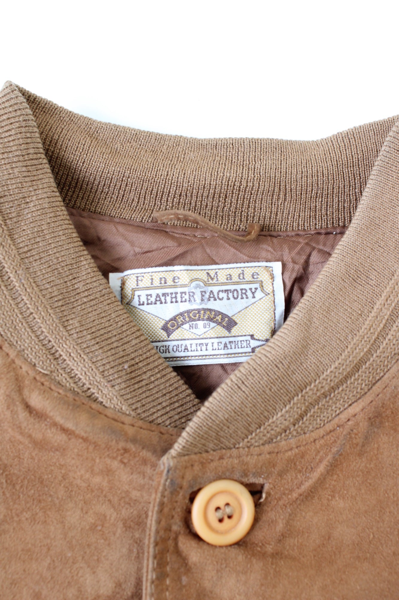 VINTAGE SUEDE BOMBER LEATHER JACKET BROWN - L/XL