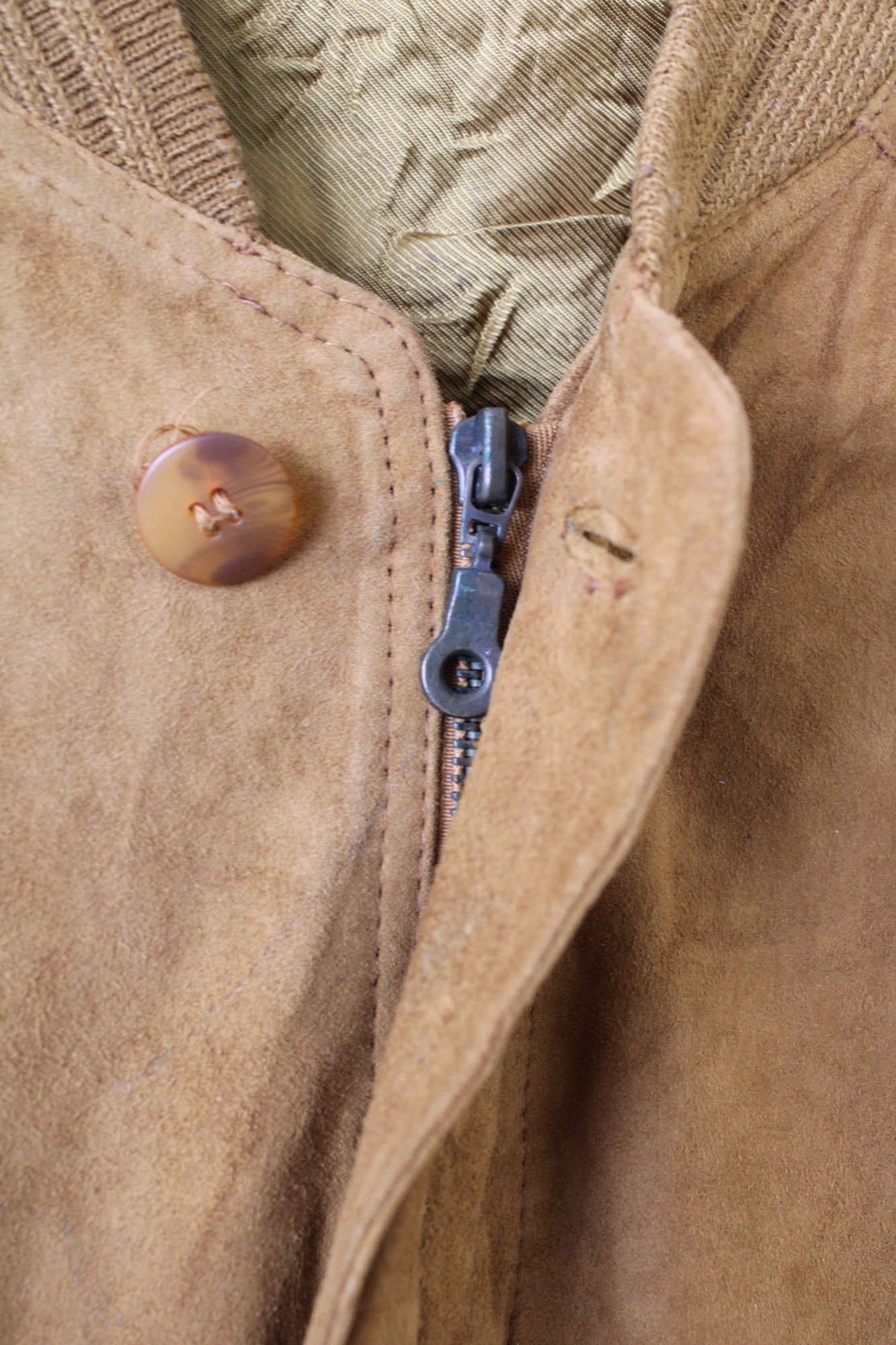 VINTAGE SUEDE BOMBER LEATHER JACKET LIGHT BROWN - L/XL