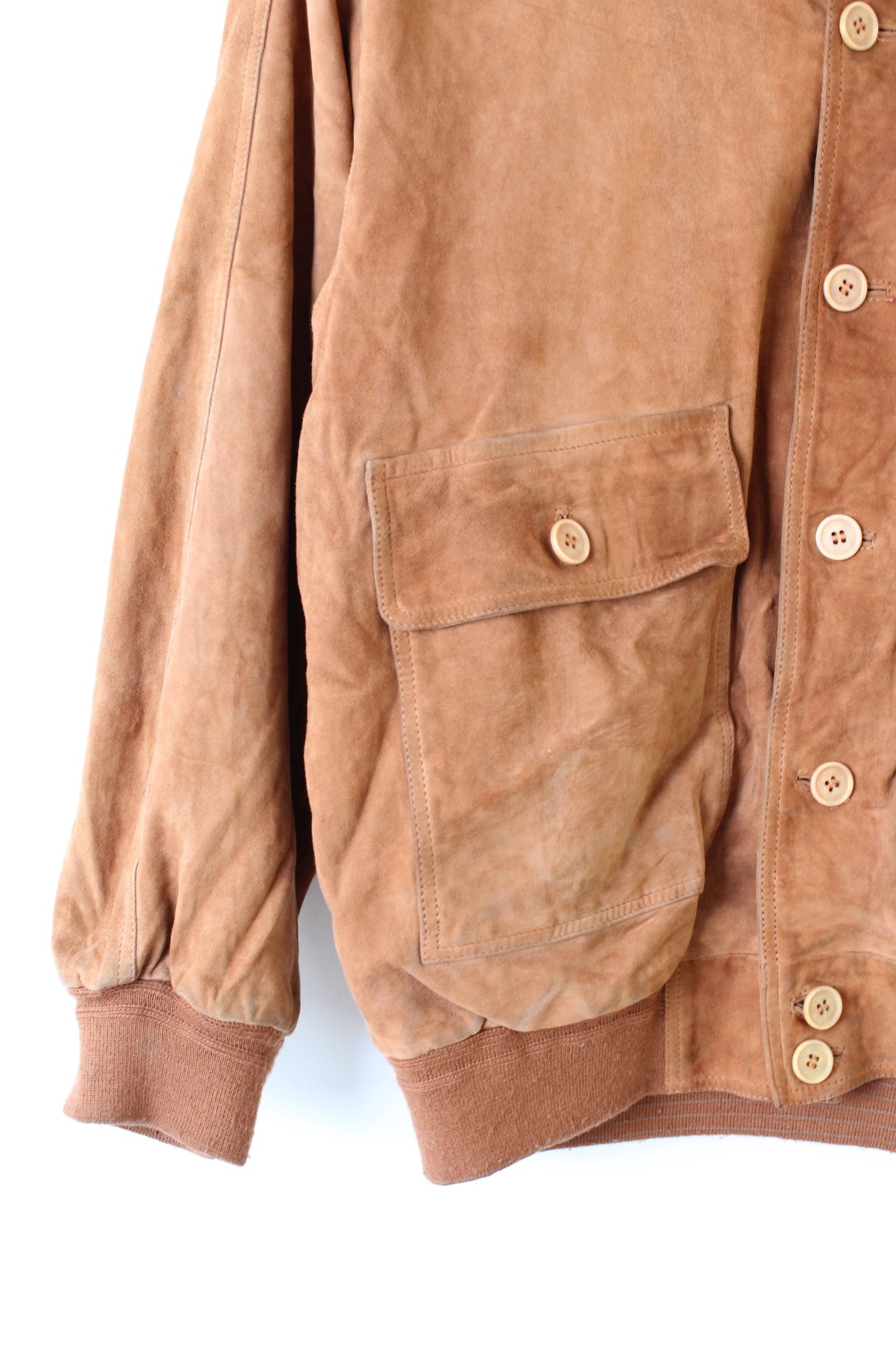 VINTAGE SUEDE BOMBER LEATHER HARRINGTON JACKET BROWN - S/M