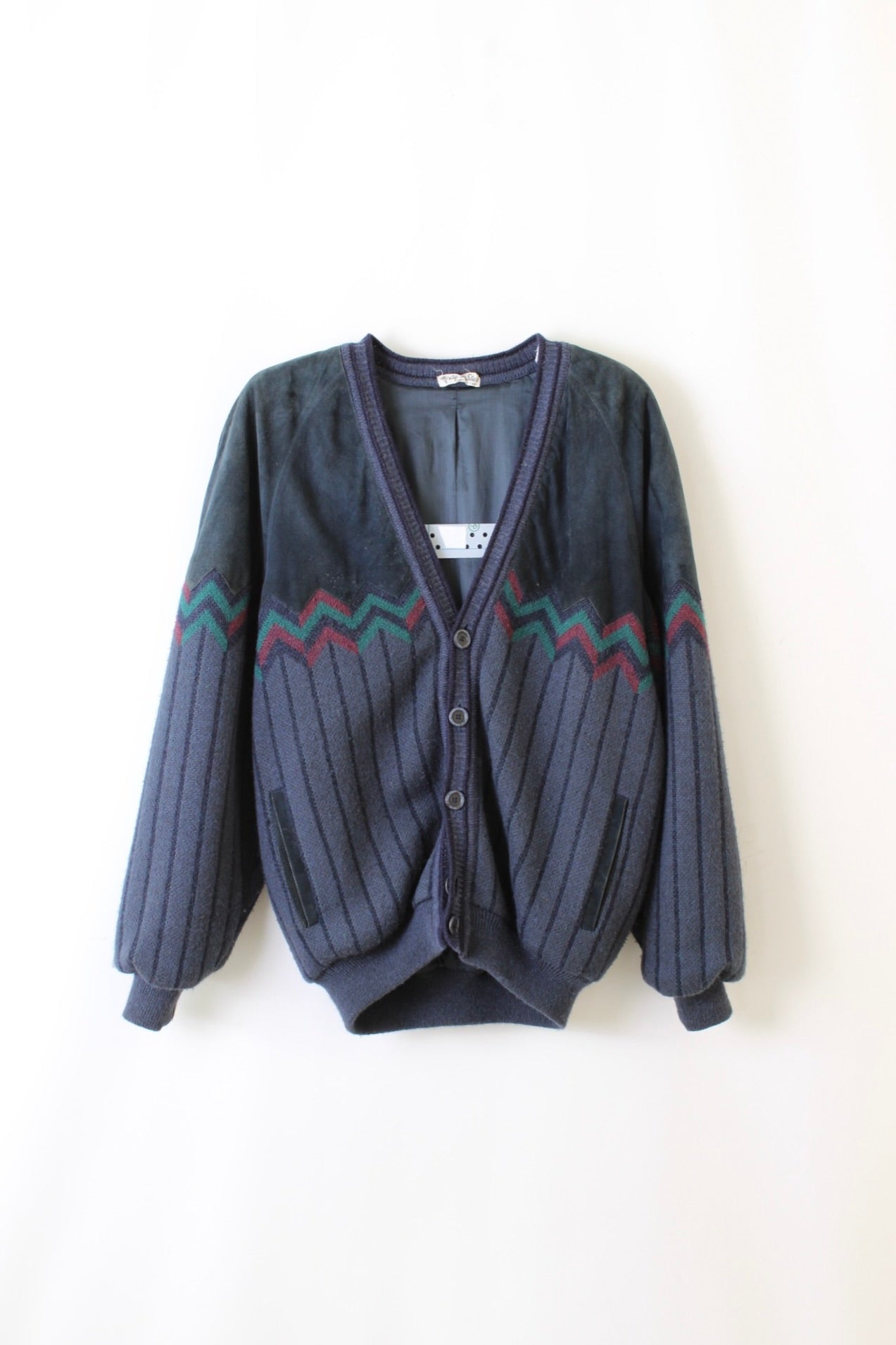 CARDIGAN WOOL SUEDE JACKET BLUE - XL/XXL