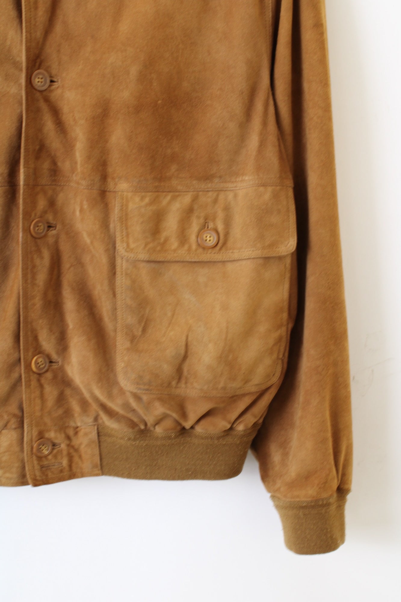 VINTAGE SUEDE BOMBER LEATHER JACKET BROWN - XL/XXL
