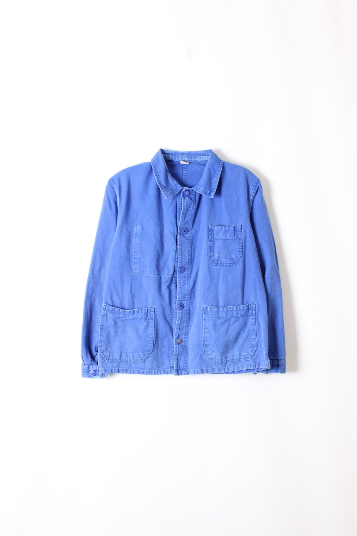 VINTAGE WORK CHORE JACKET DISTRESSED BLEU DE TRAVAIL - S/M