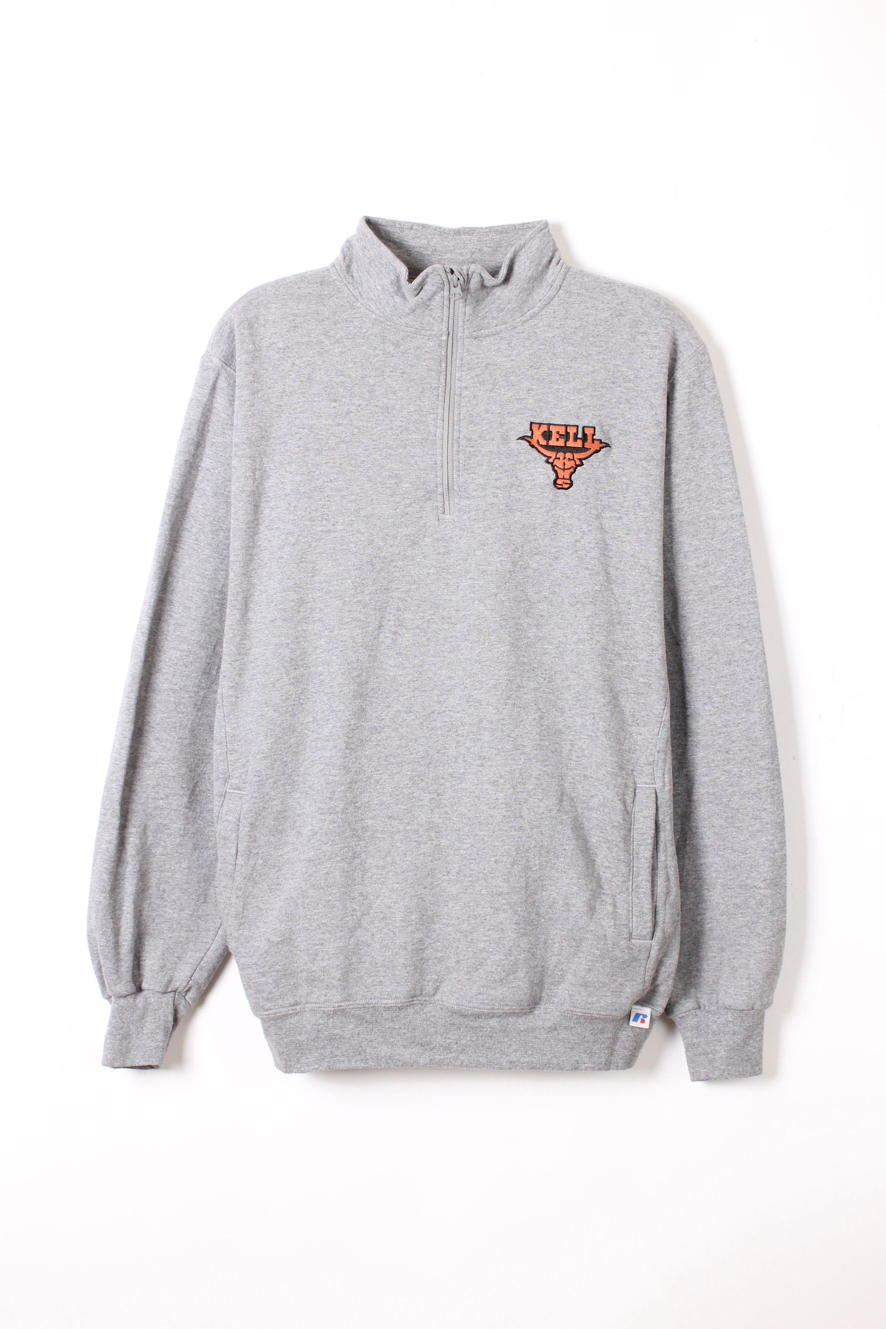 RUSSELL ATHLETIC VINTAGE HALF ZIP SWEATSHIRT GREY KELL - L