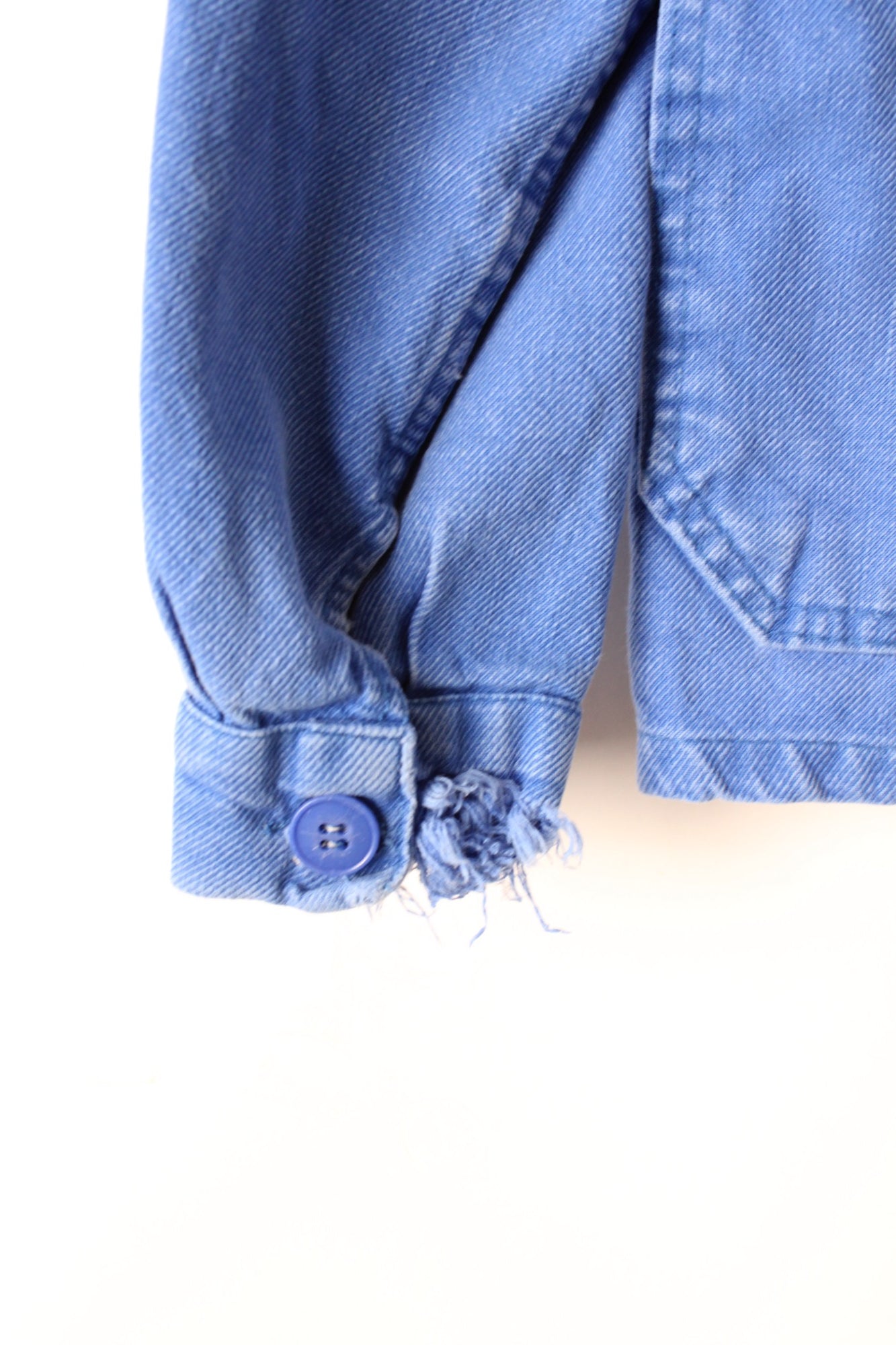 VINTAGE WORK CHORE JACKET DISTRESSED BLEU DE TRAVAIL - S/M