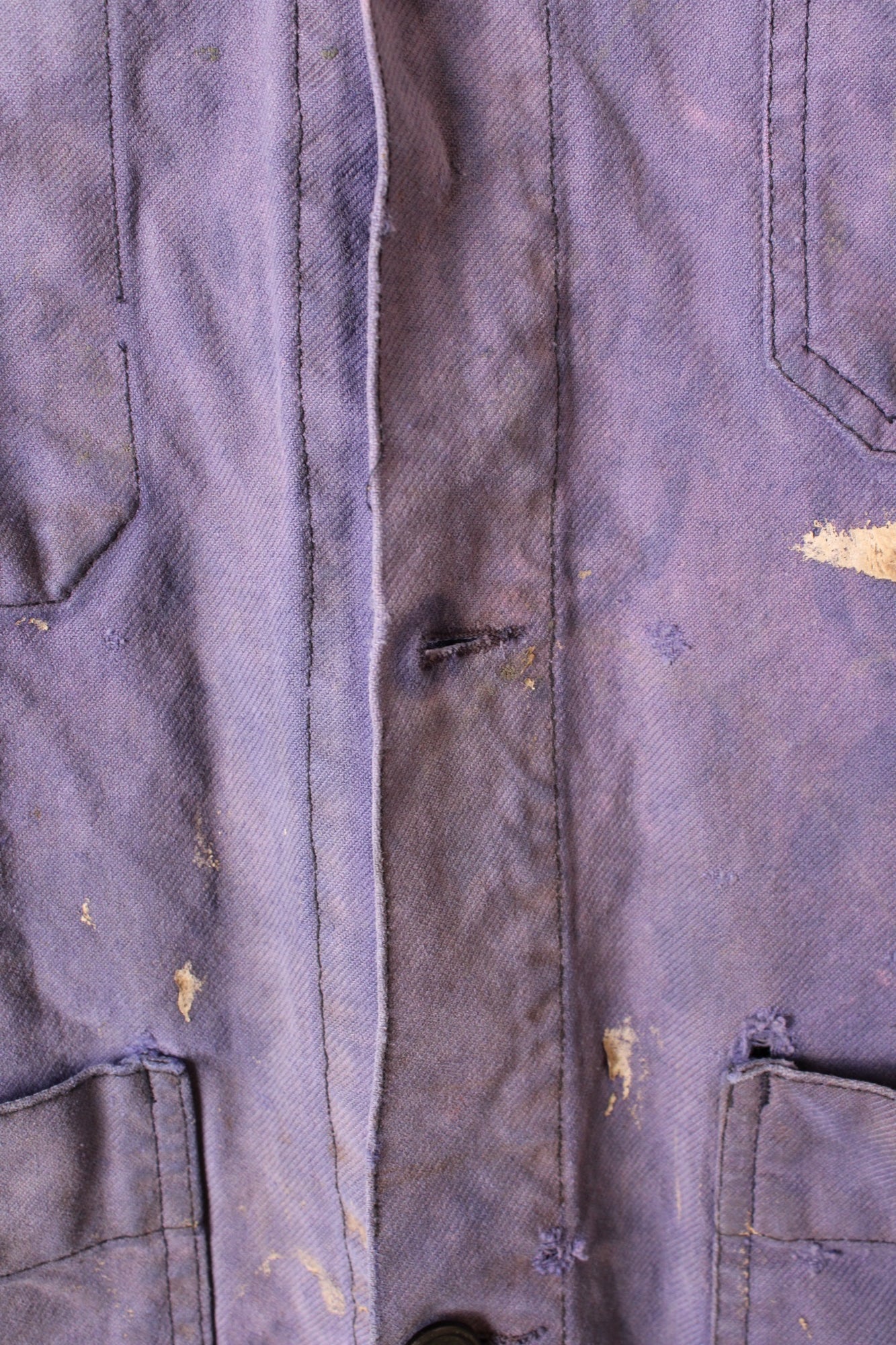 ADOLPHE LAFONT VINTAGE WORK CHORE JACKET SPLATTER BLEU DE TRAVAIL - L/XL