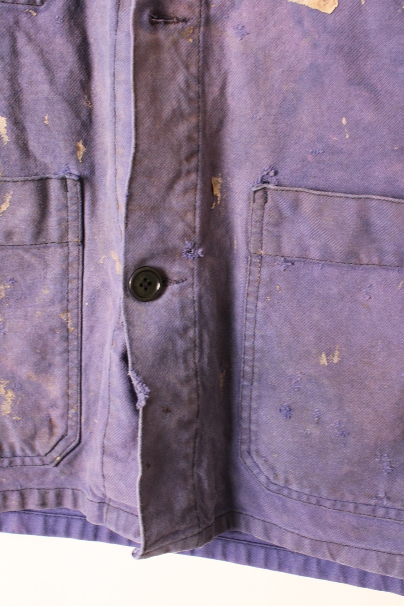 ADOLPHE LAFONT VINTAGE WORK CHORE JACKET SPLATTER BLEU DE TRAVAIL - L/XL