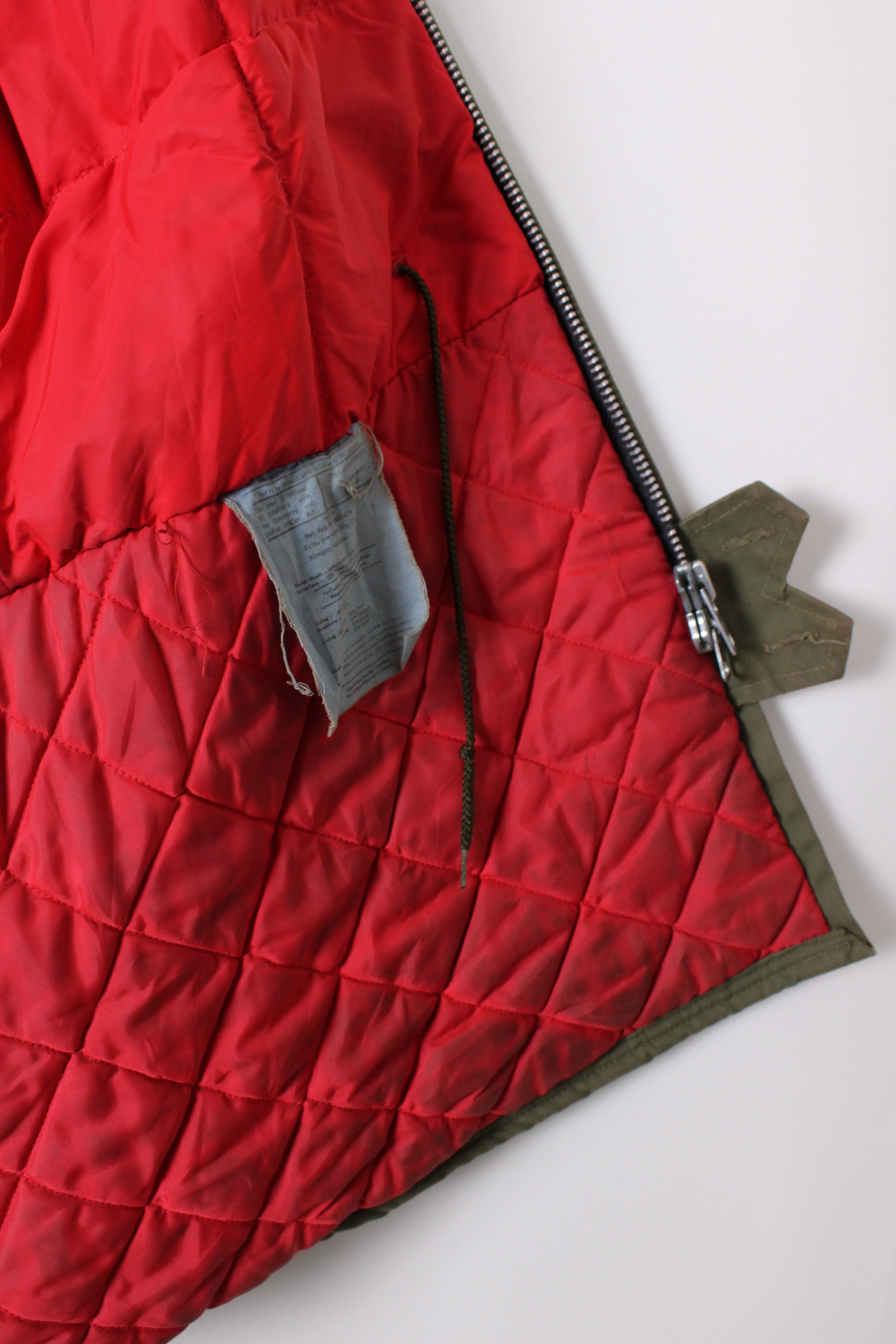 VINTAGE 1970S HEAVY QUILTED CANVAS PARKA GREEN - L/XL