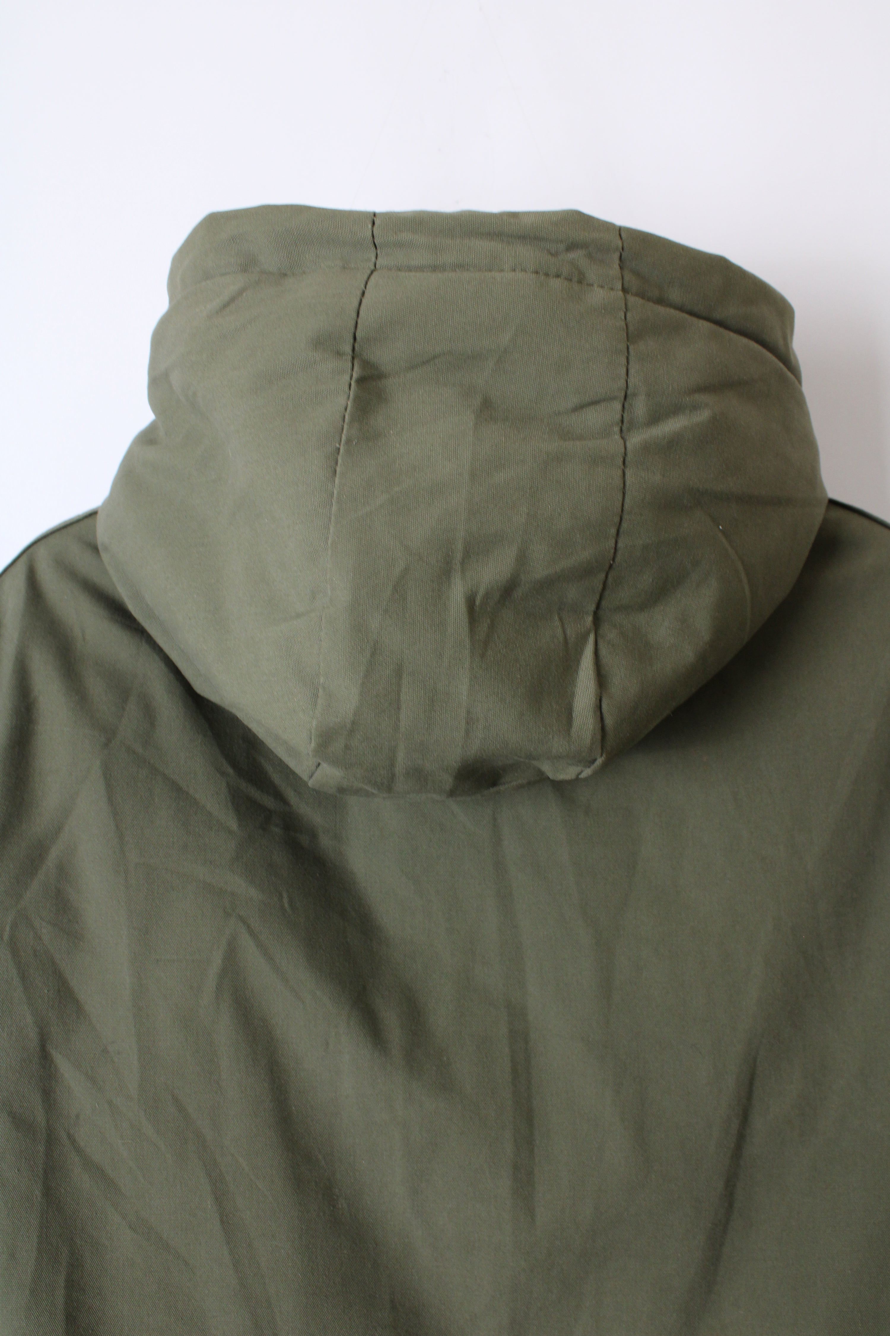 VINTAGE 1970S HEAVY QUILTED CANVAS PARKA GREEN - L/XL