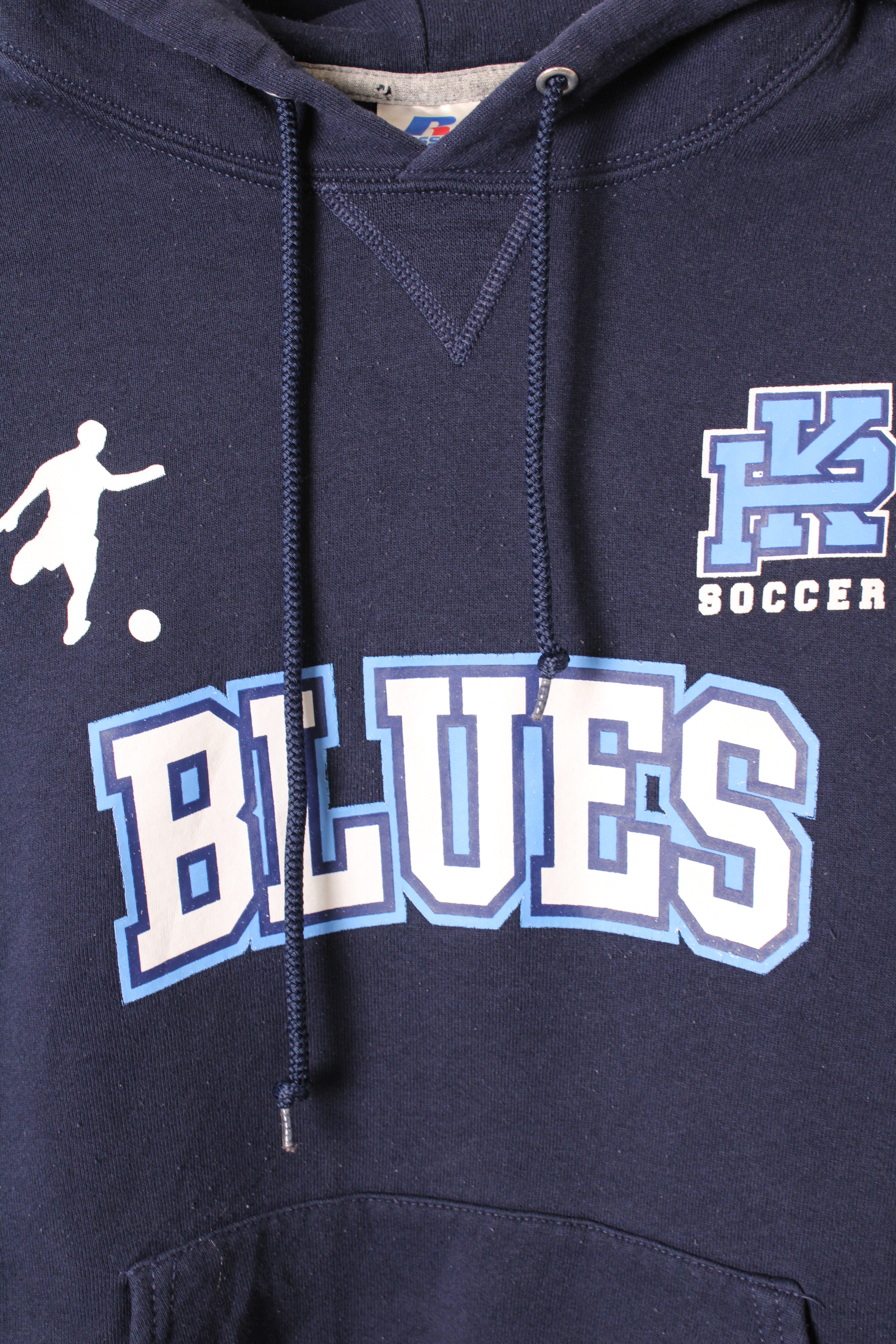 RUSSELL ATHLETIC VINTAGE HOODIE BLUE SOCCER - M