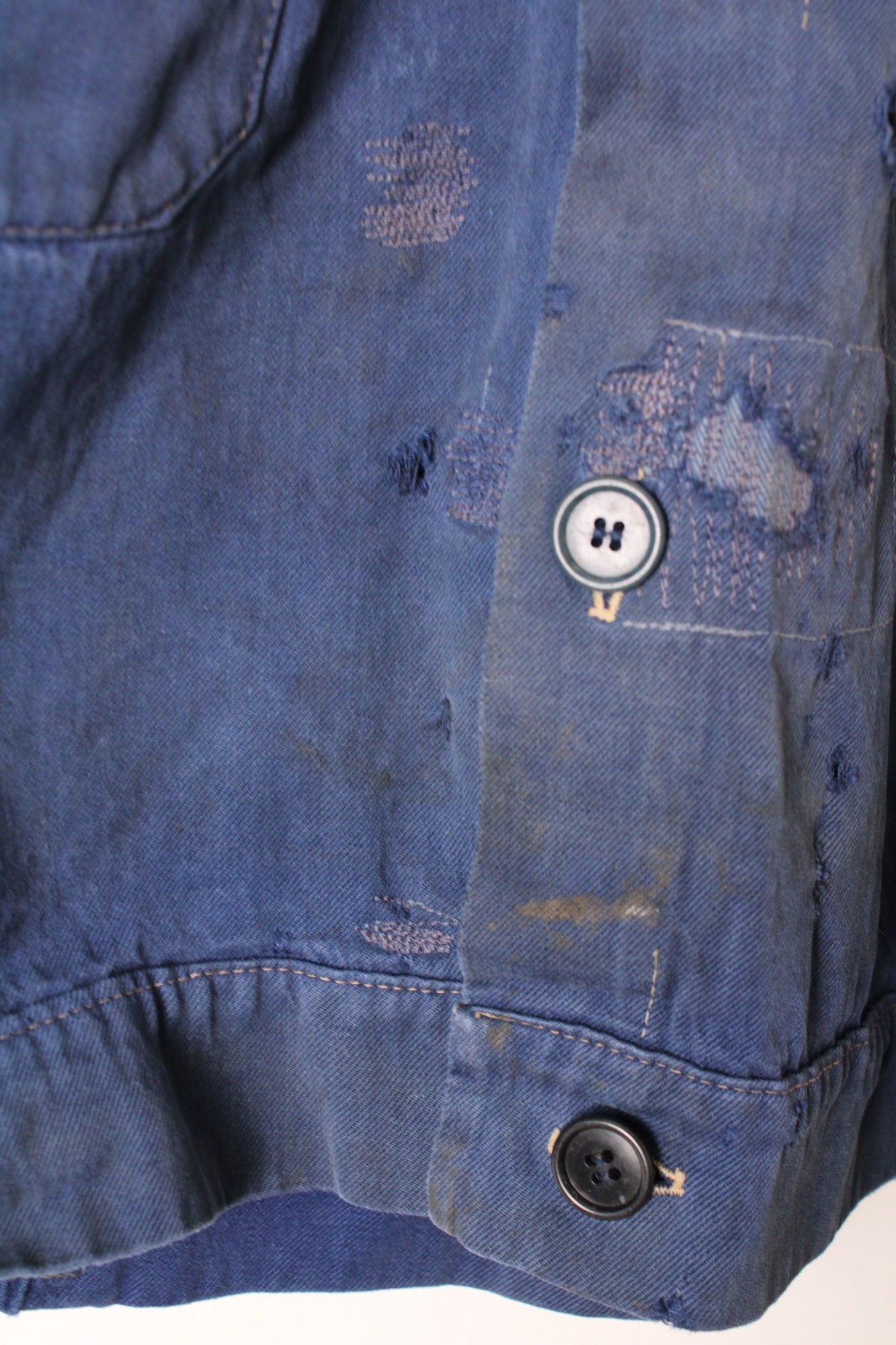 VINTAGE WORK CROPPED JACKET DISTRESSED BLEU DE TRAVAIL - S/M
