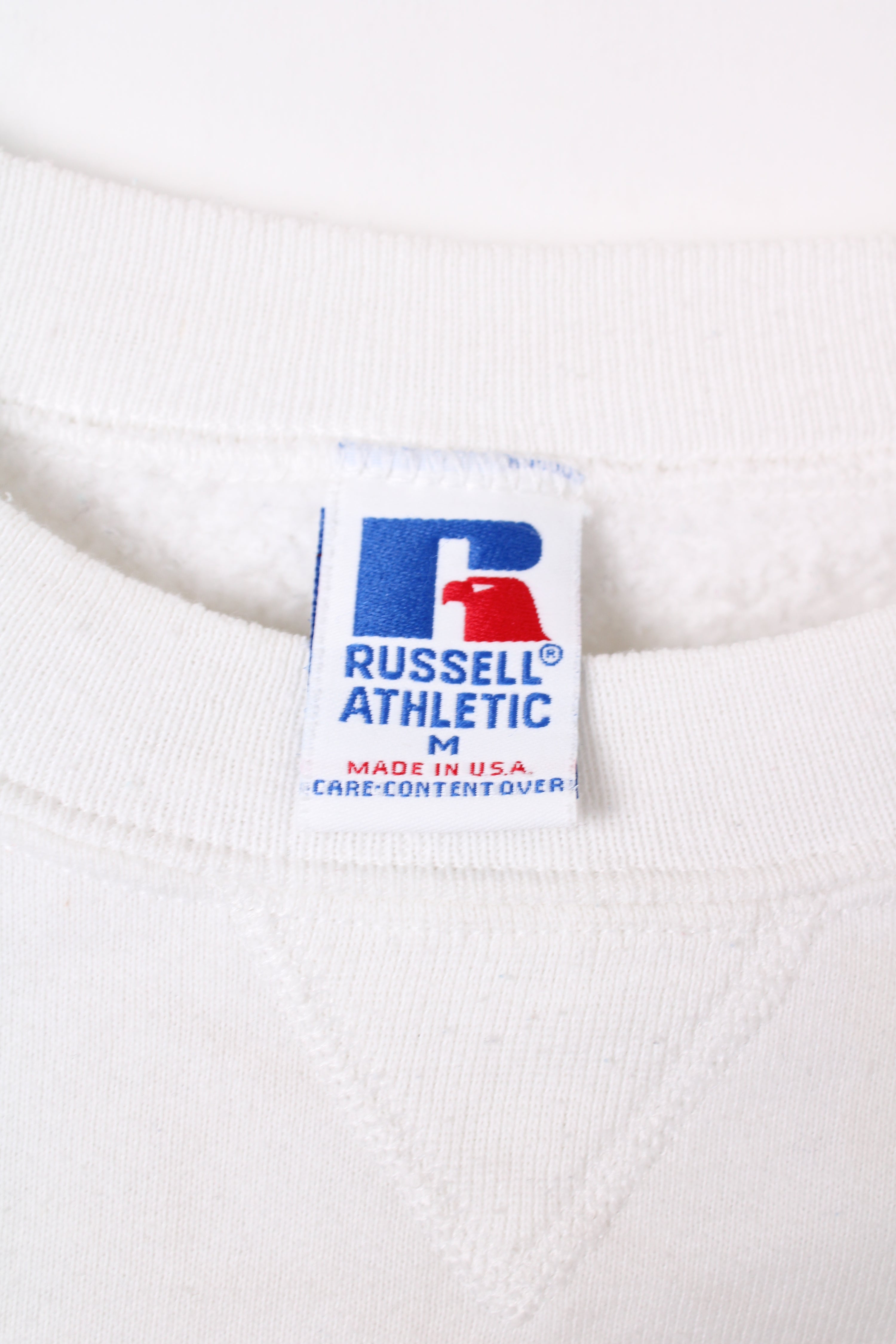 RUSSELL ATHLETIC VINTAGE CREWNECK WHITE MADE IN USA - S
