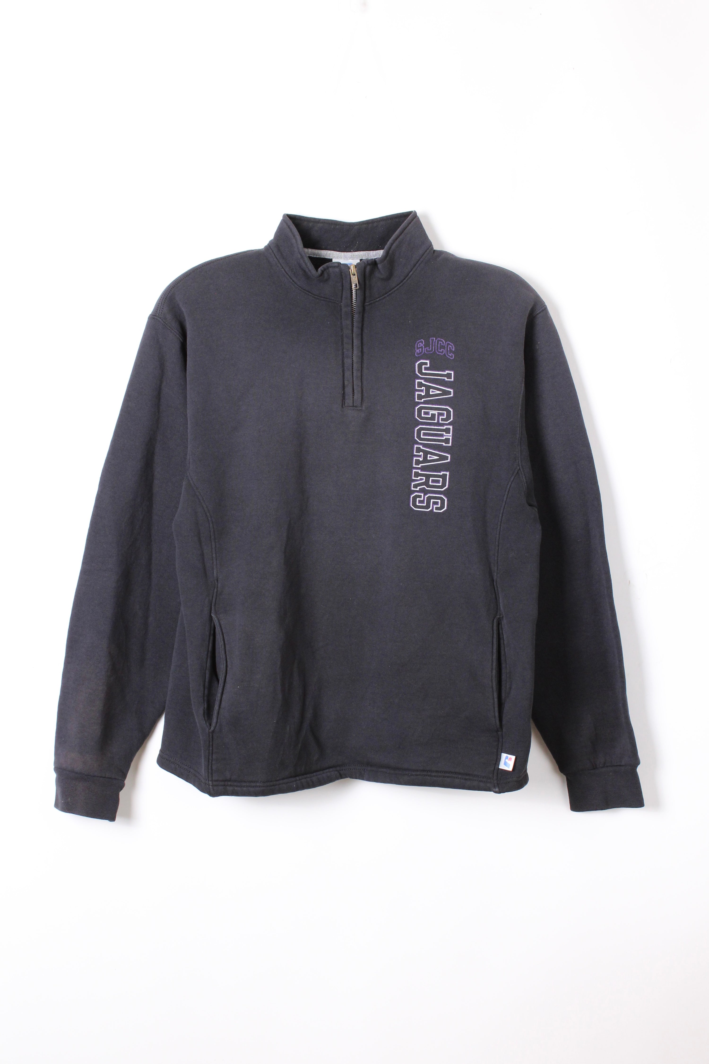 RUSSELL ATHLETIC VINTAGE QUARTER ZIP SWEATSHIRT BLACK JAGUARS - M