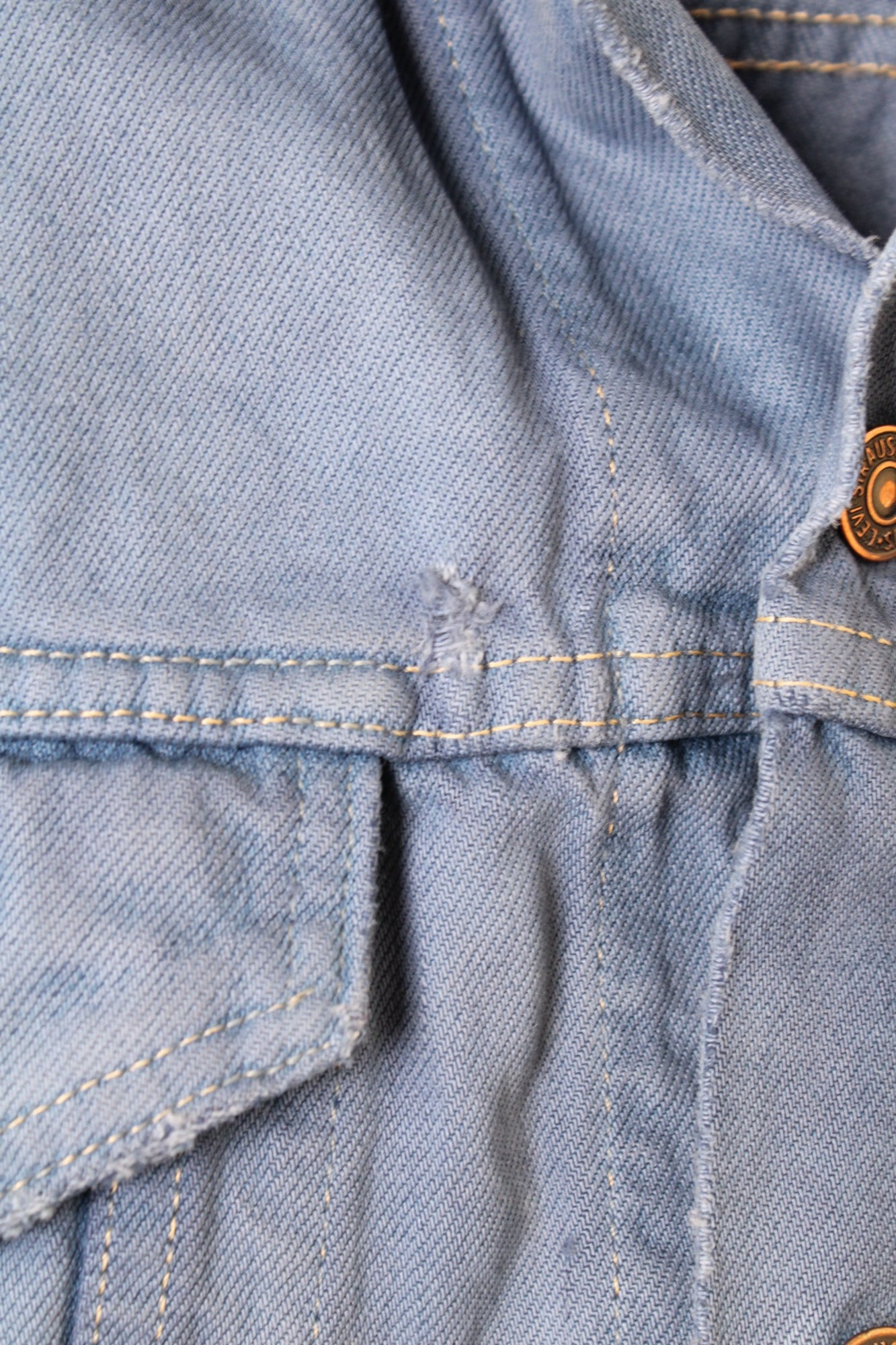 LEVIS VINTAGE DENIM TRUCKER JACKET VTG FADING COBALT BLUE - L