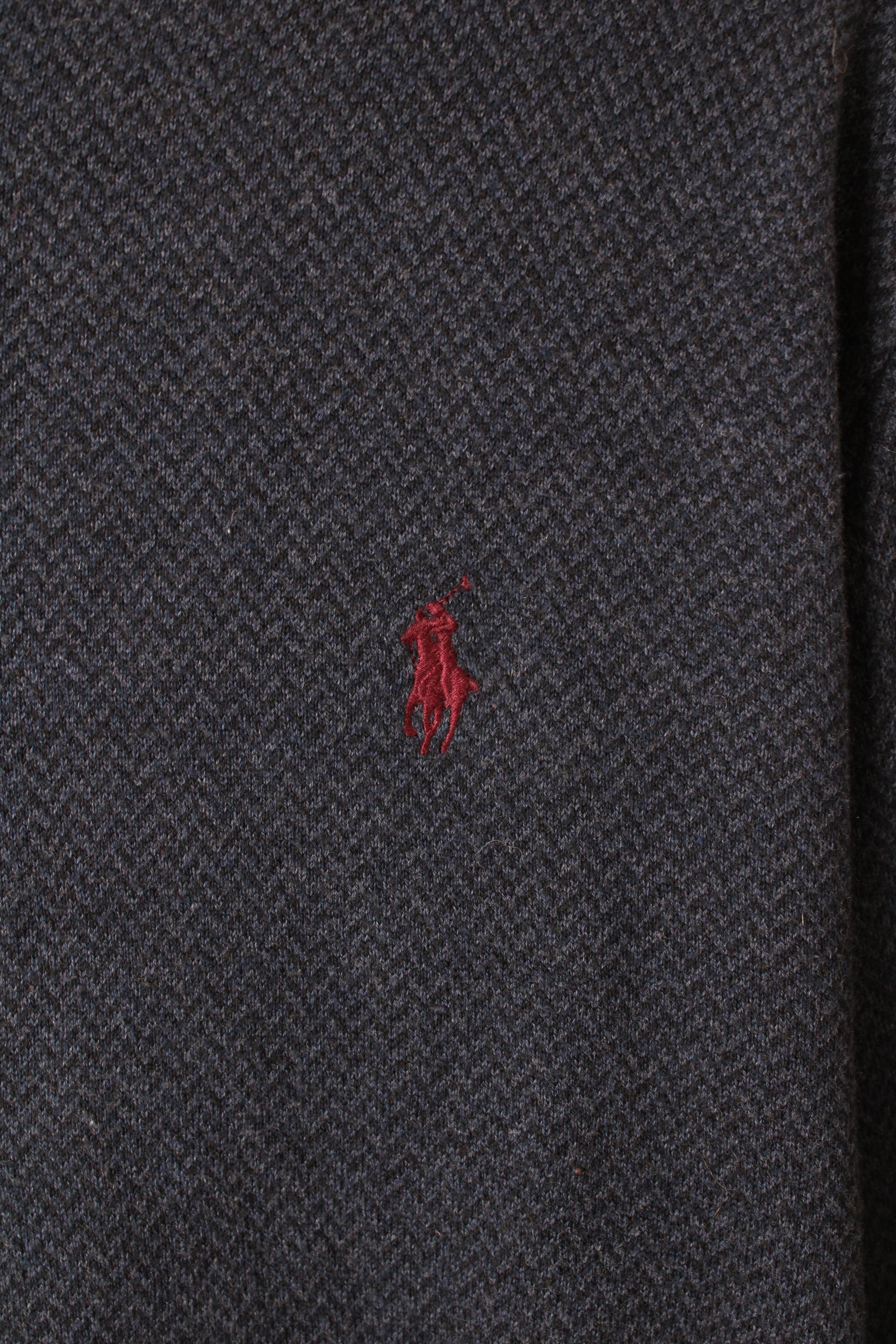 RALPH LAUREN HARRINGBONE COTTON SWEATER BLUE - XXL