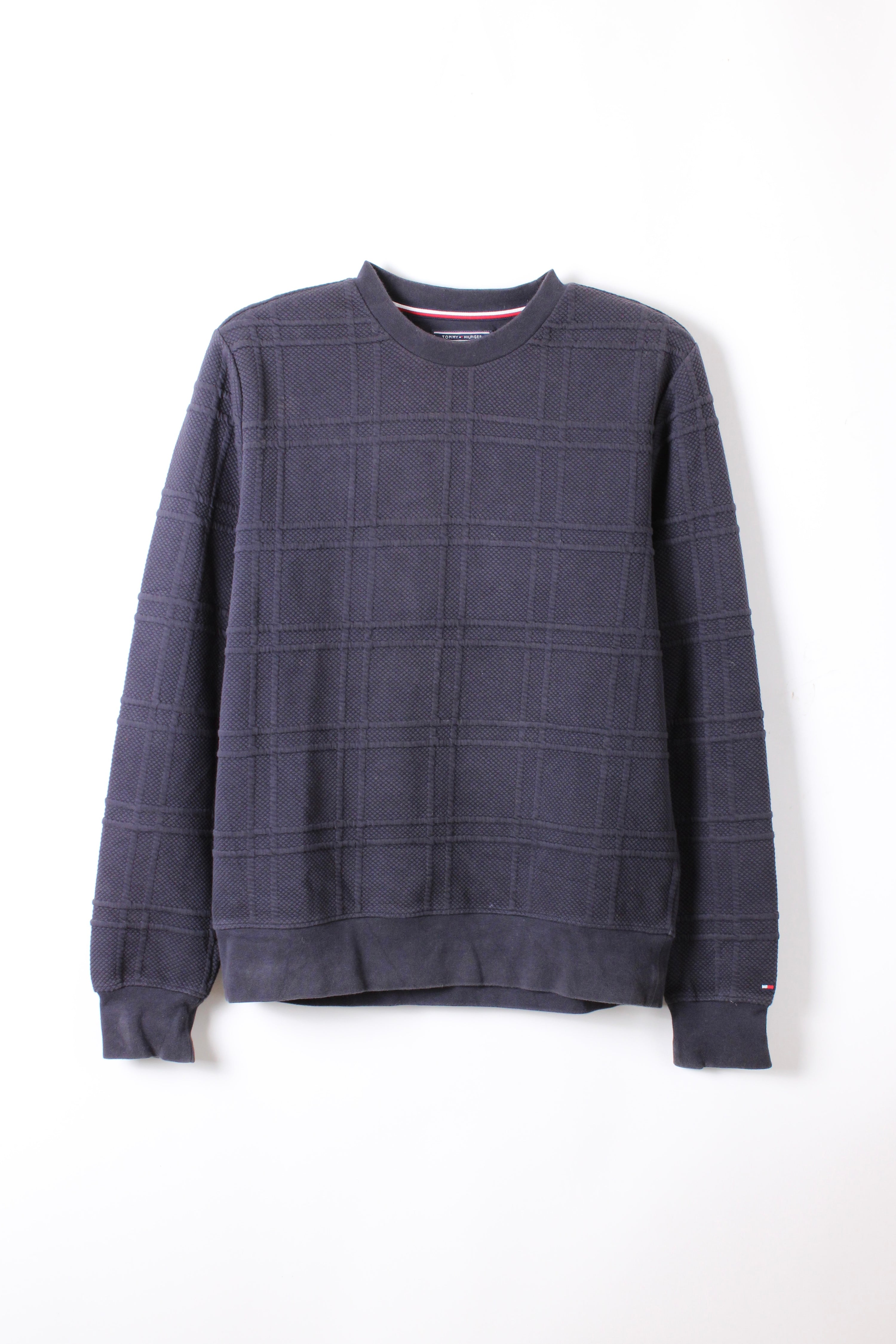 TOMMY HILFIGER SWEATER STRUCTURED PATTERN NAVY BLUE - L/XL