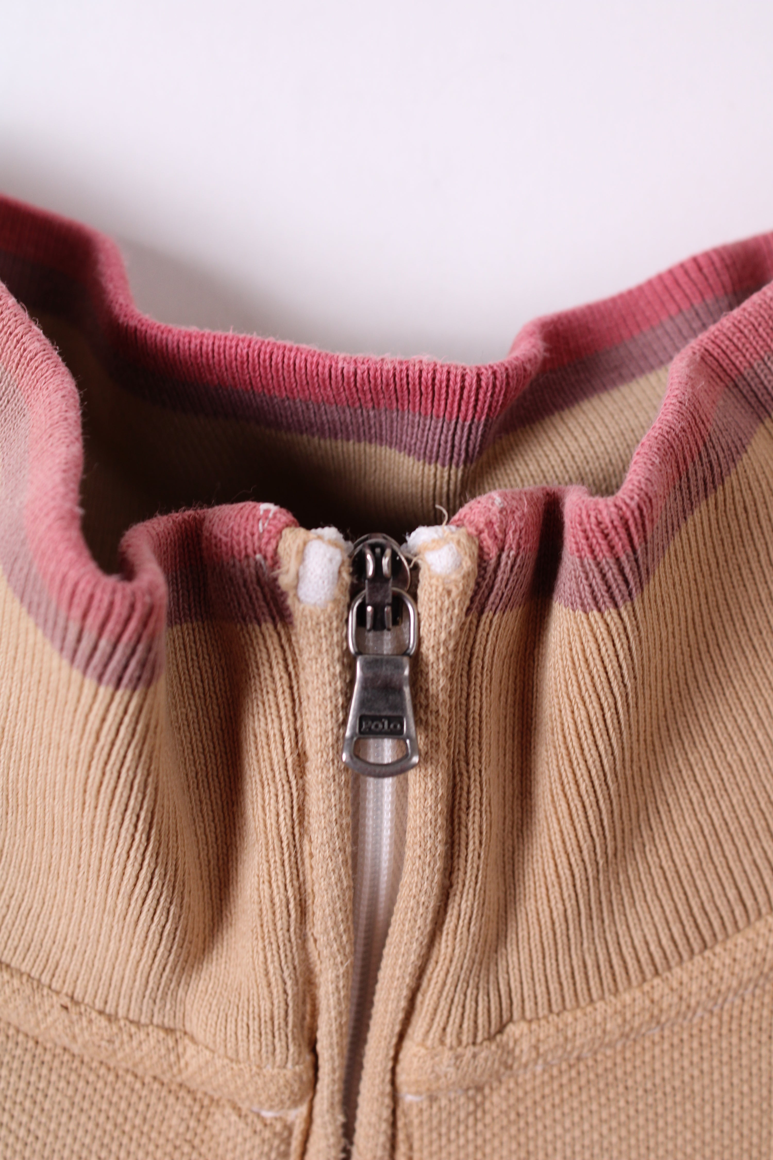 RALPH LAUREN QUARTER ZIP SWEATER BEIGE - XL