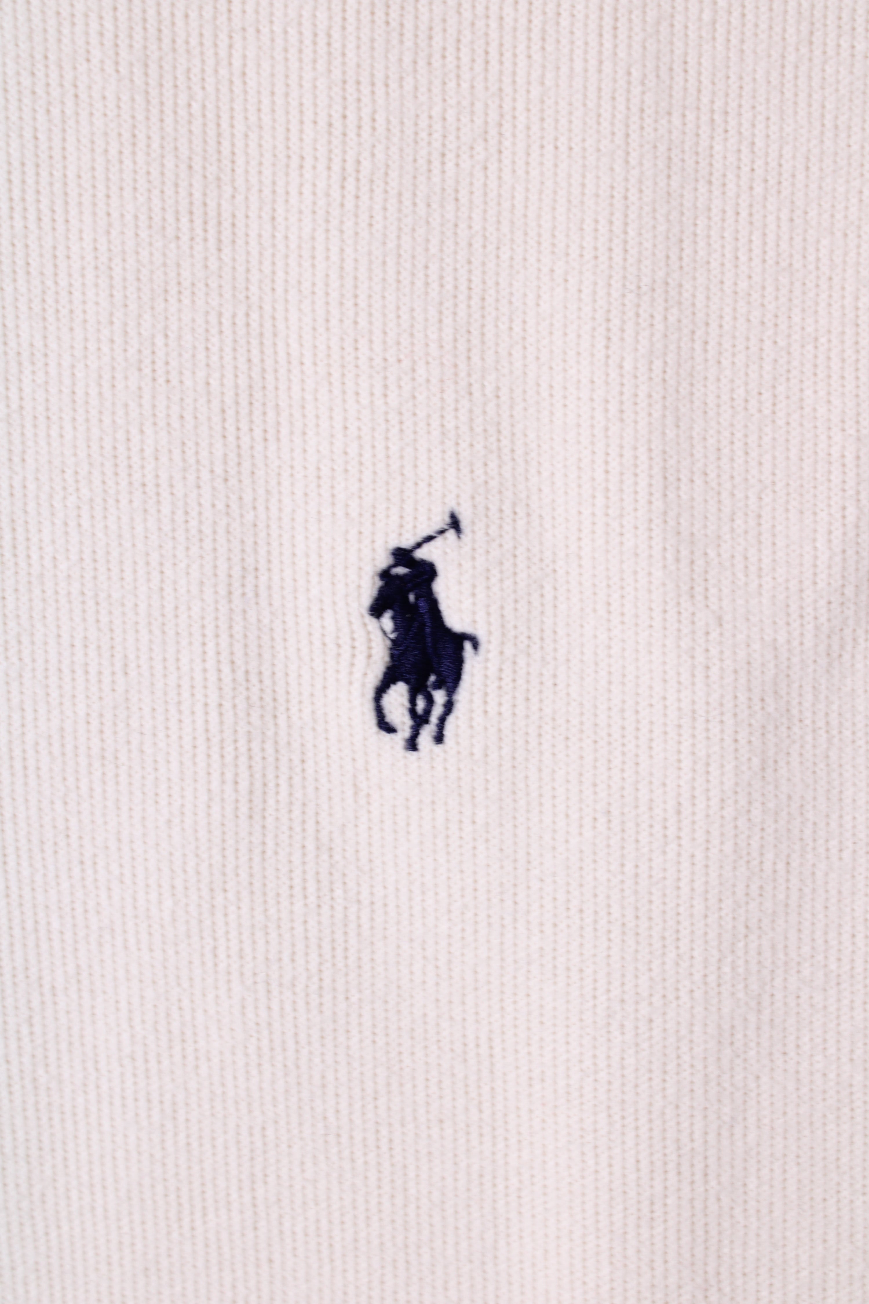 RALPH LAUREN QUARTER ZIP SWEATER CREAM WHITE - XXL
