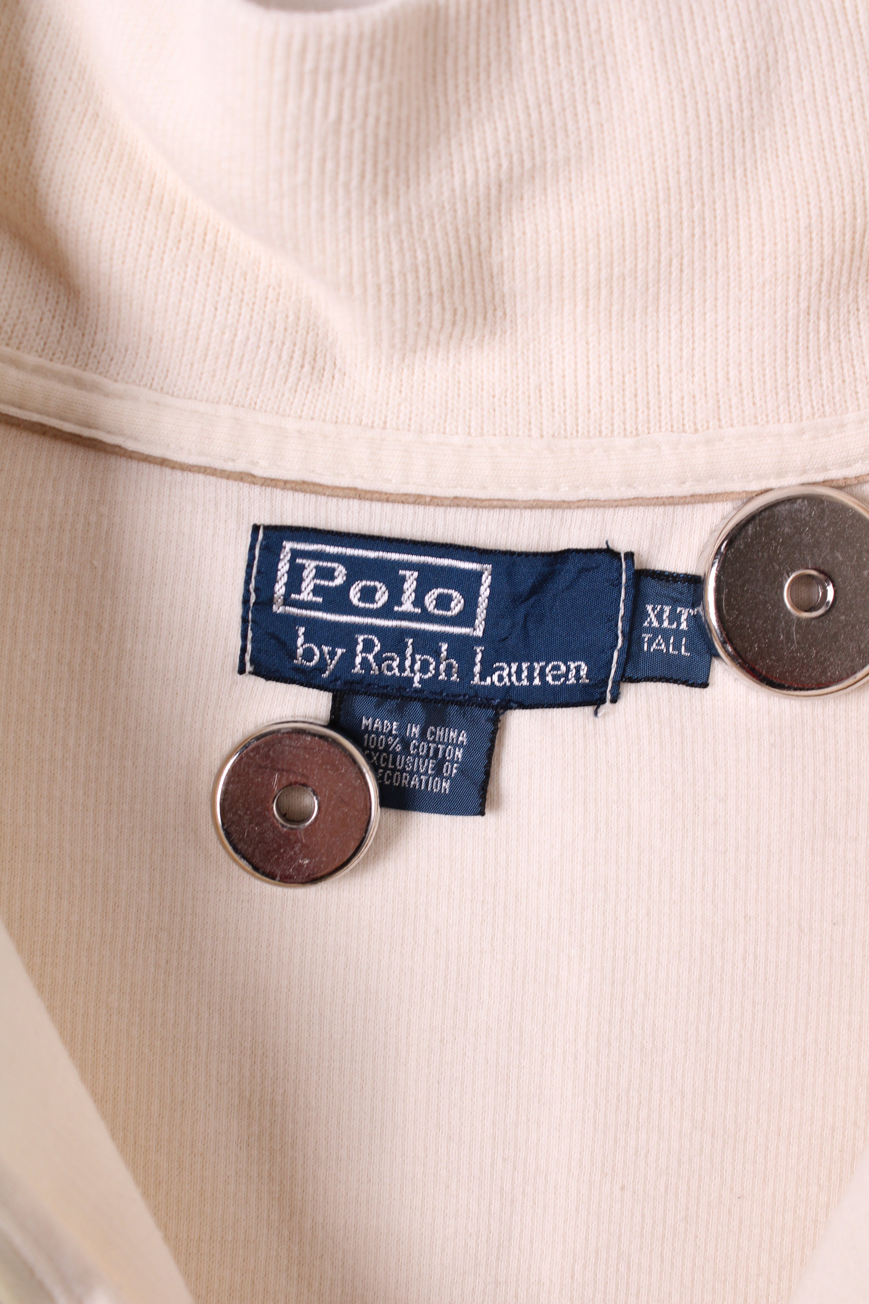RALPH LAUREN QUARTER ZIP SWEATER CREAM WHITE - XXL