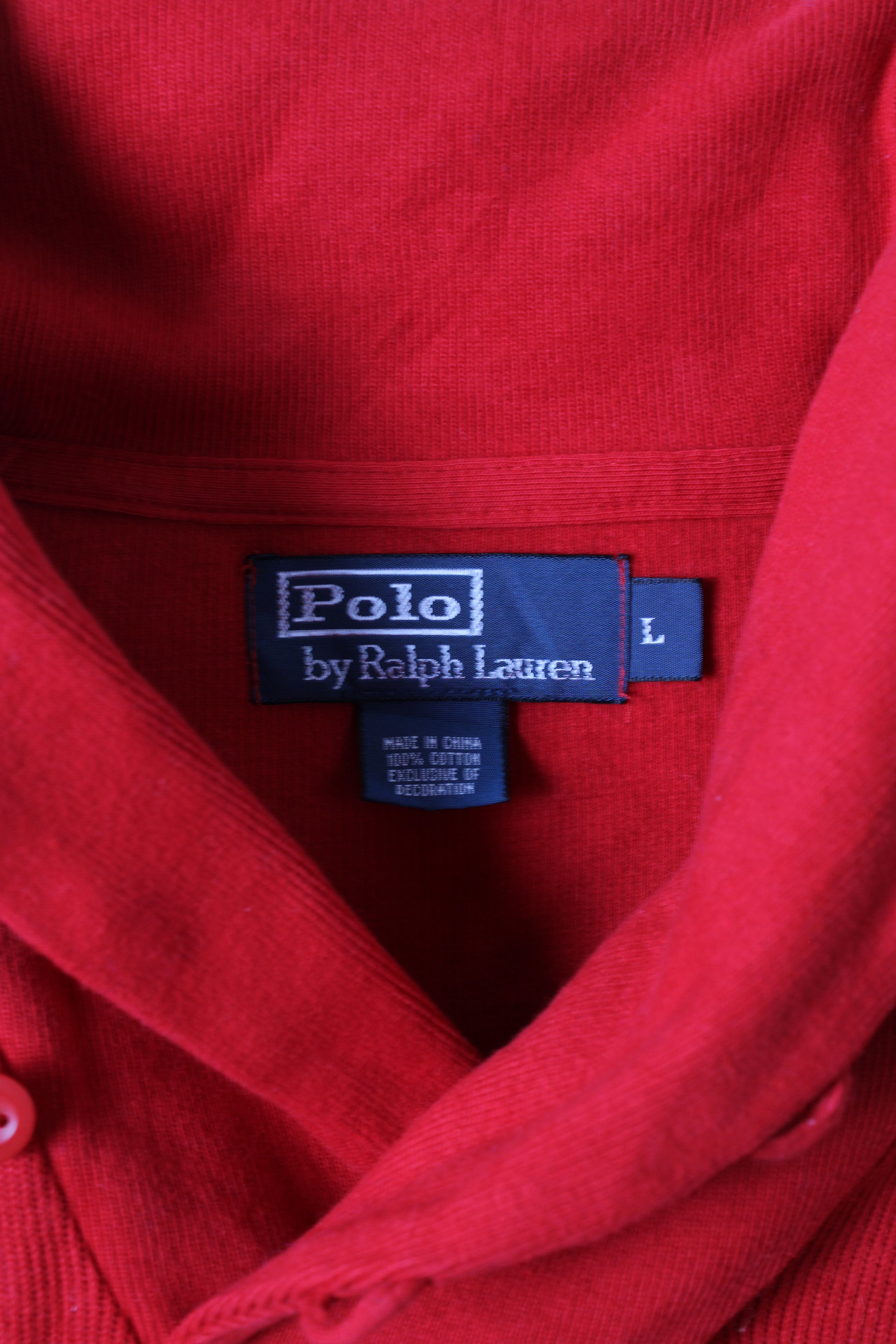 RALPH LAUREN COTTON SWEATER SHAWL COLLAR RED - L