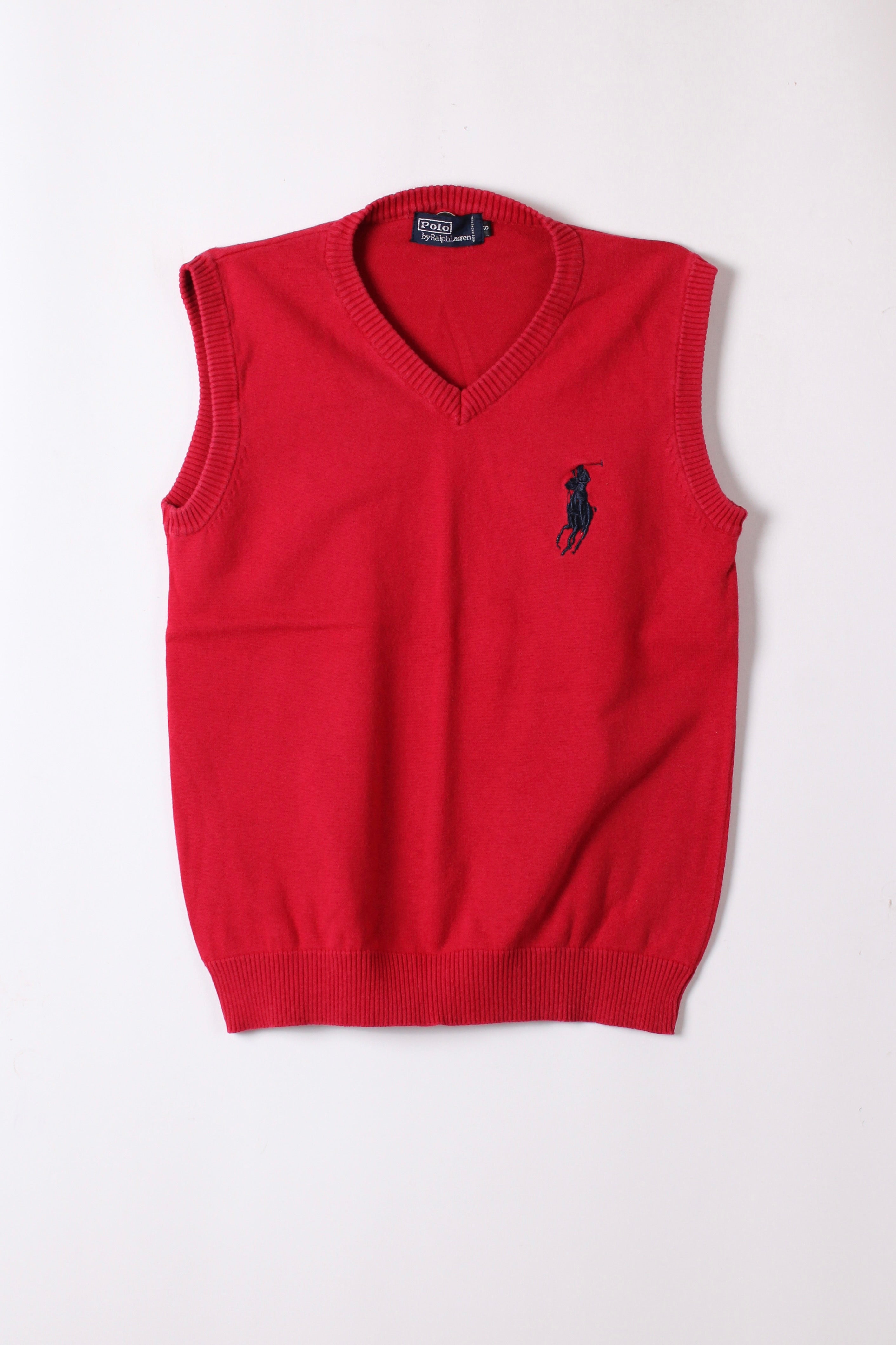 RALPH LAUREN COTTON VEST BIG PONY RED - S