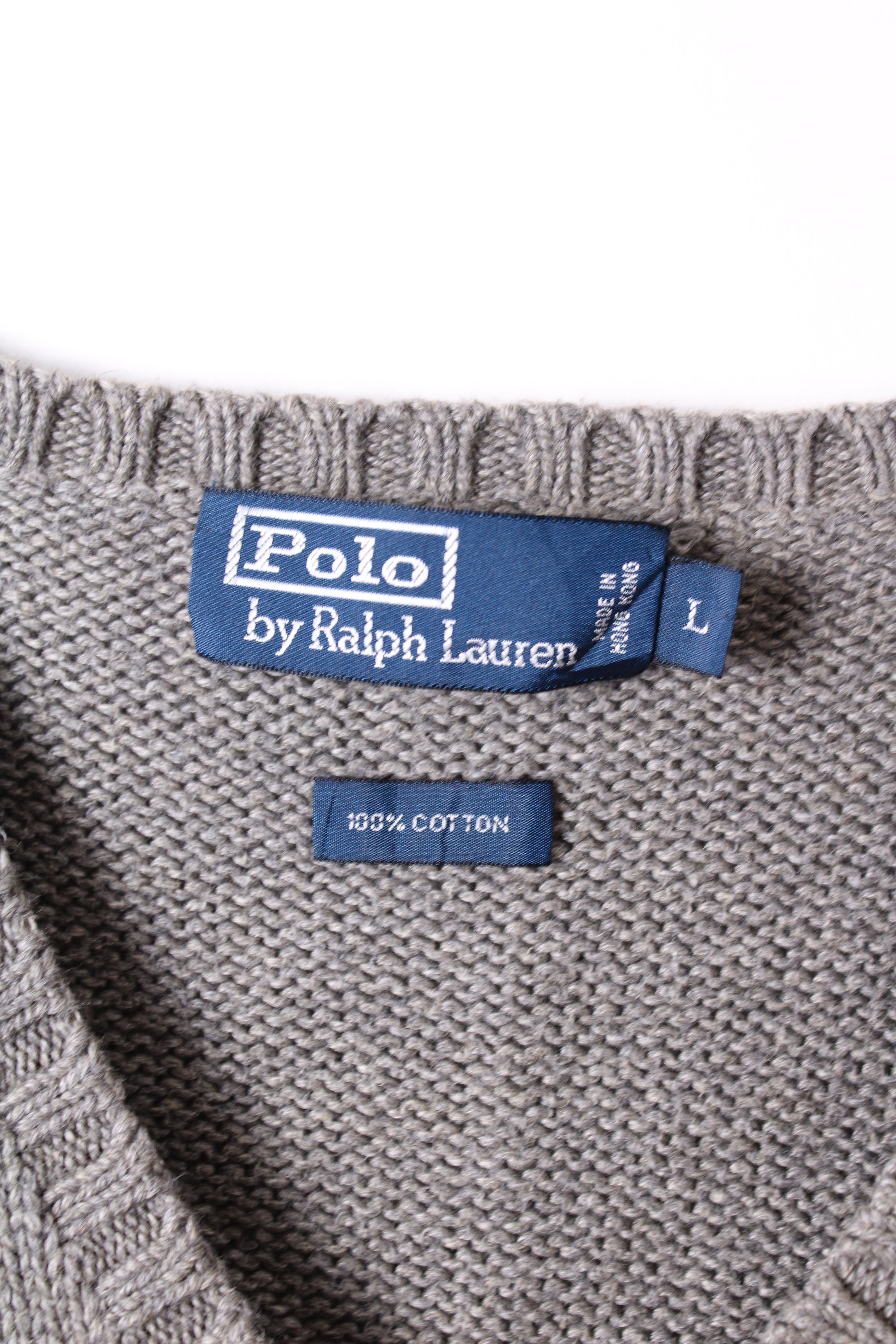 RALPH LAUREN COTTON KNIT VEST GRAY - L