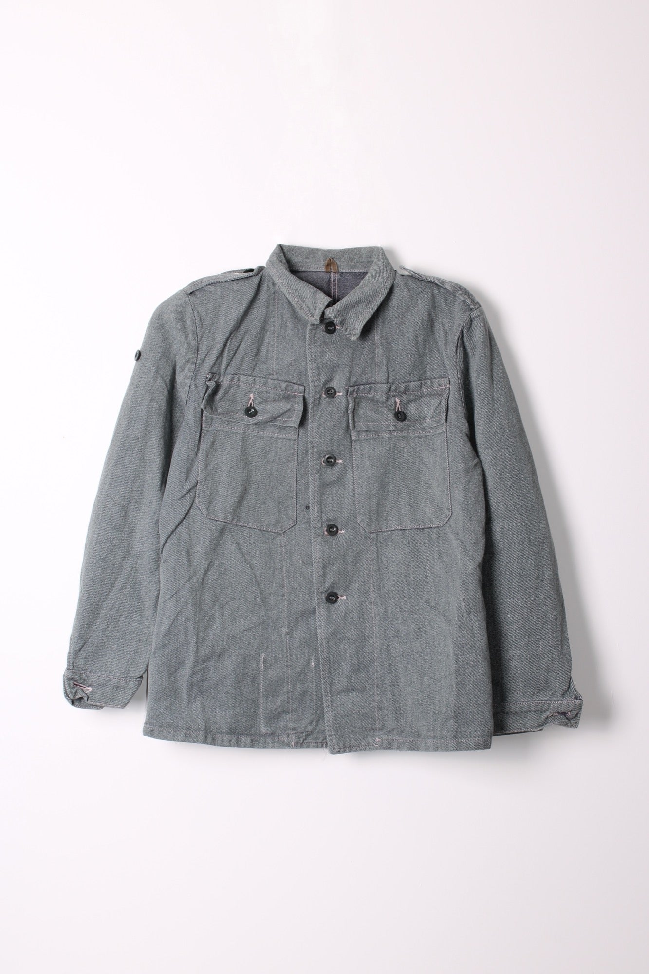 VINTAGE SWISS ARMY DENIM WORK JACKET - S