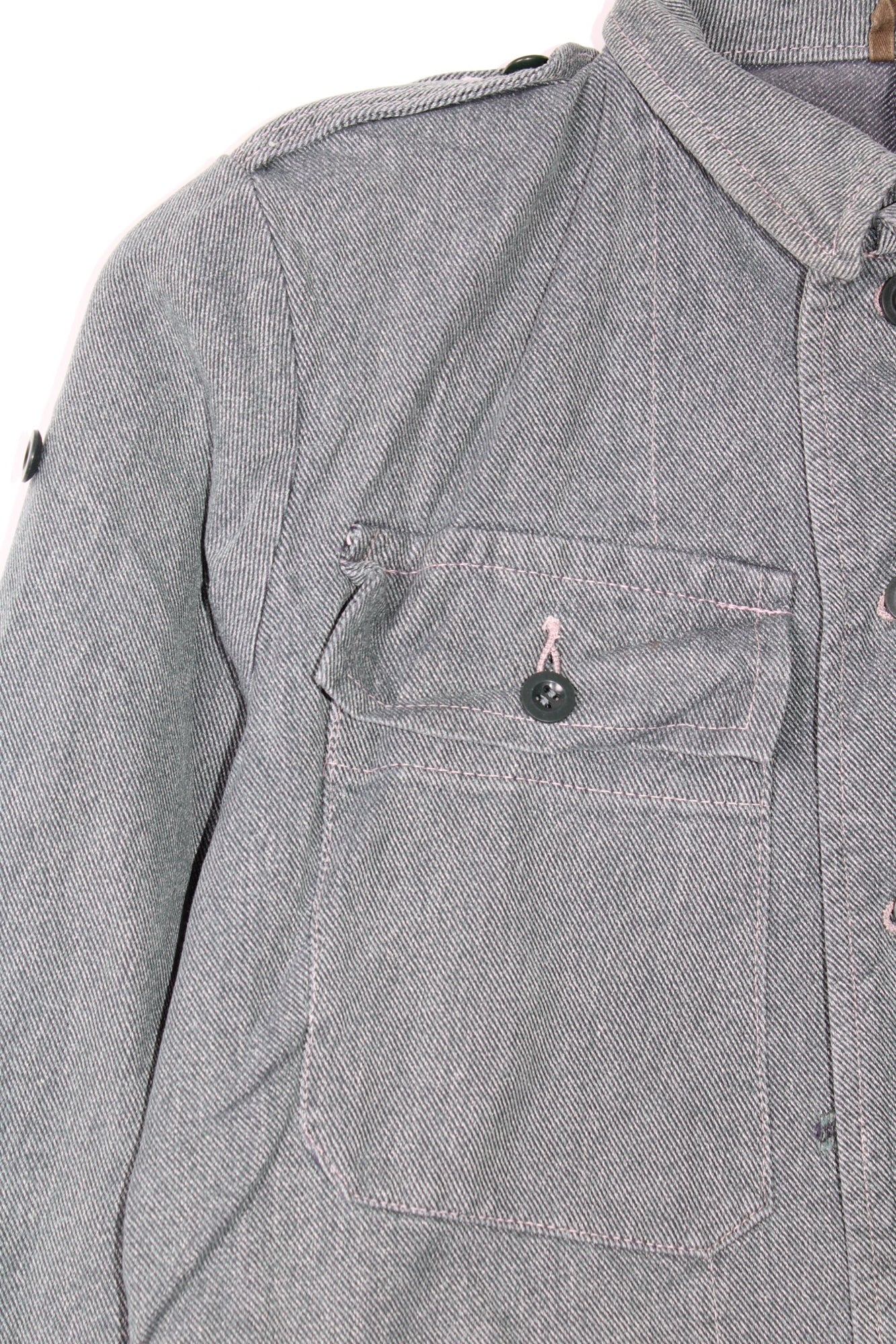 VINTAGE SWISS ARMY DENIM WORK JACKET - S