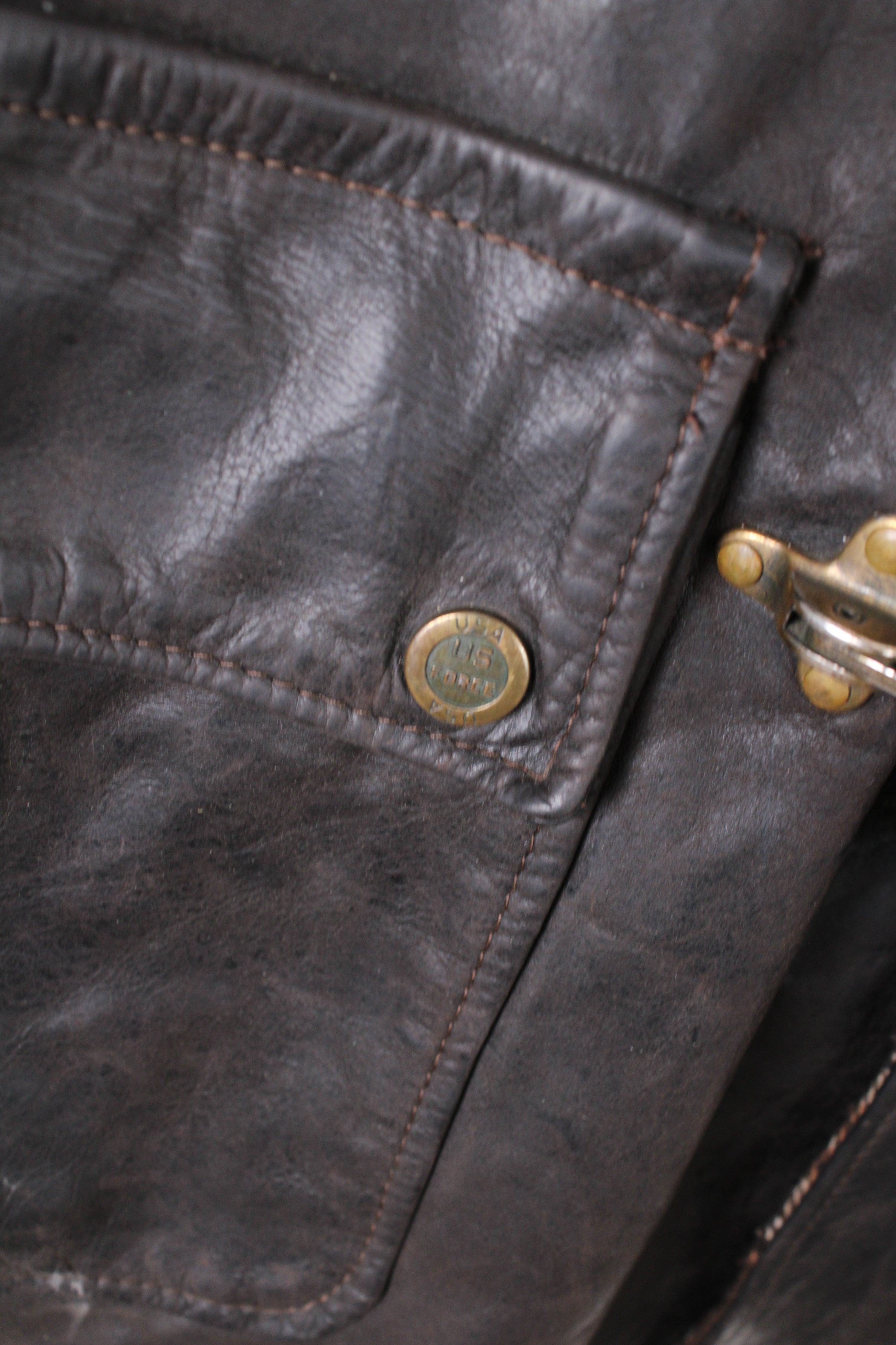 VINTAGE FIREMAN LEATHER JACKET BROWN - M/L