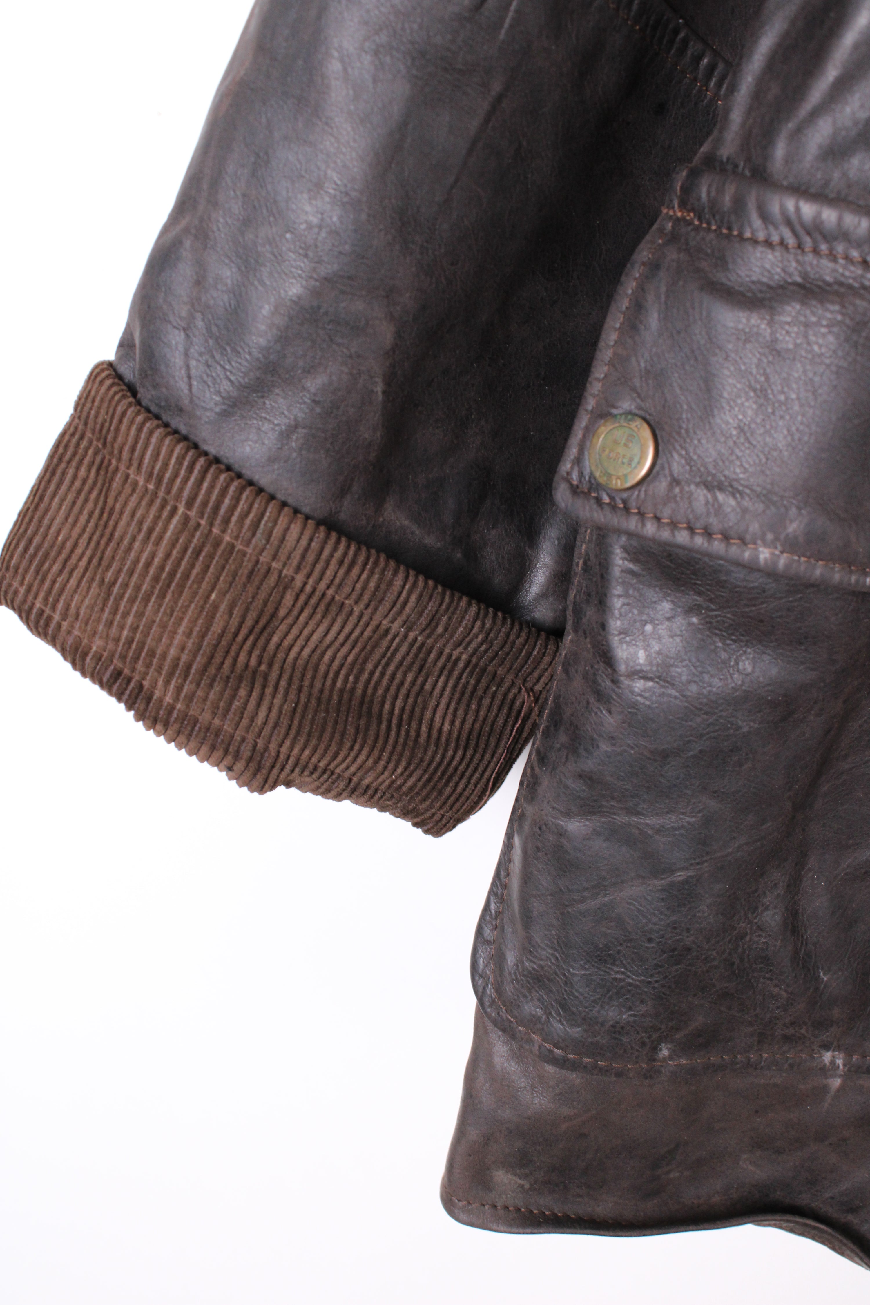 VINTAGE FIREMAN LEATHER JACKET BROWN - M/L