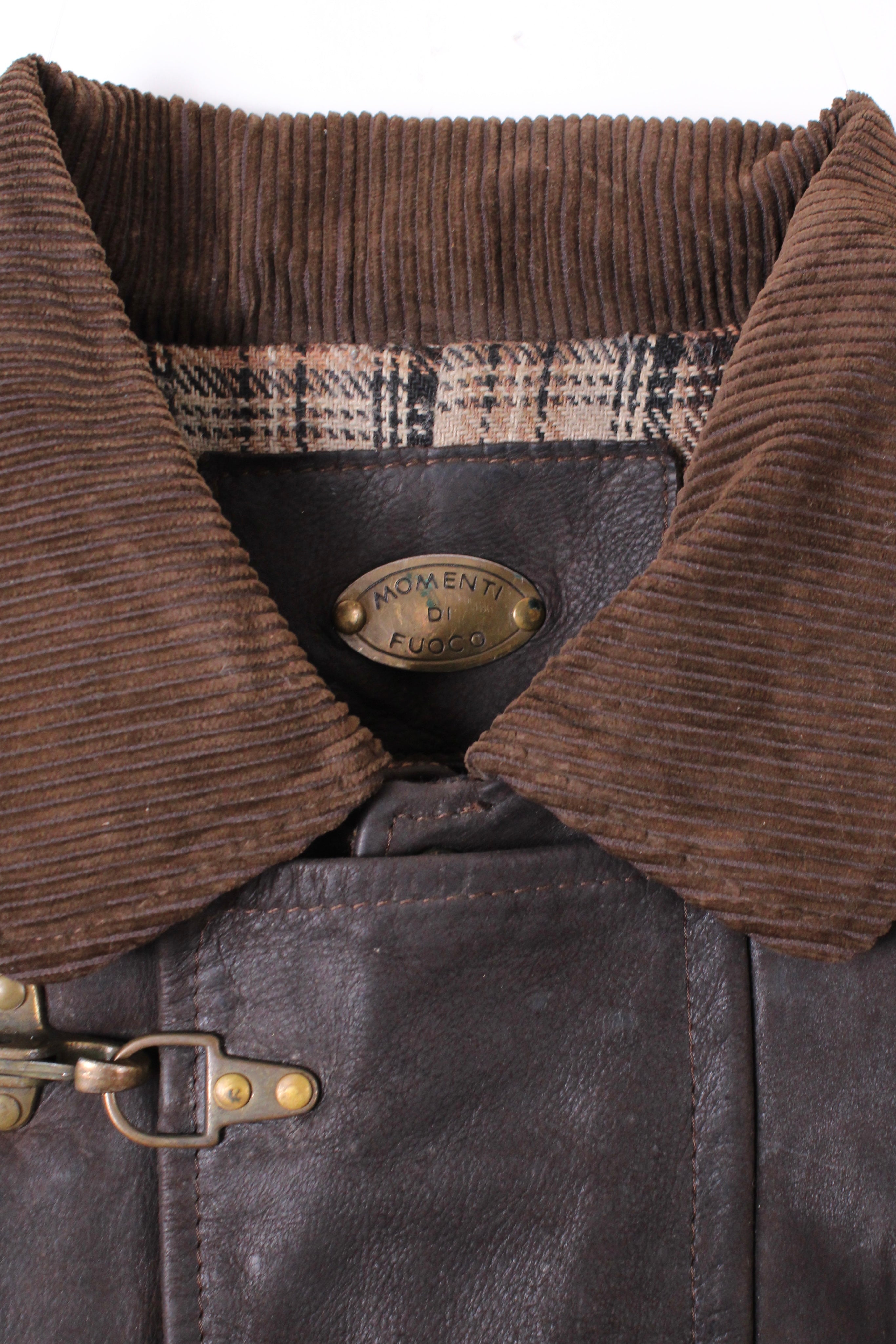 VINTAGE FIREMAN LEATHER JACKET BROWN - M/L