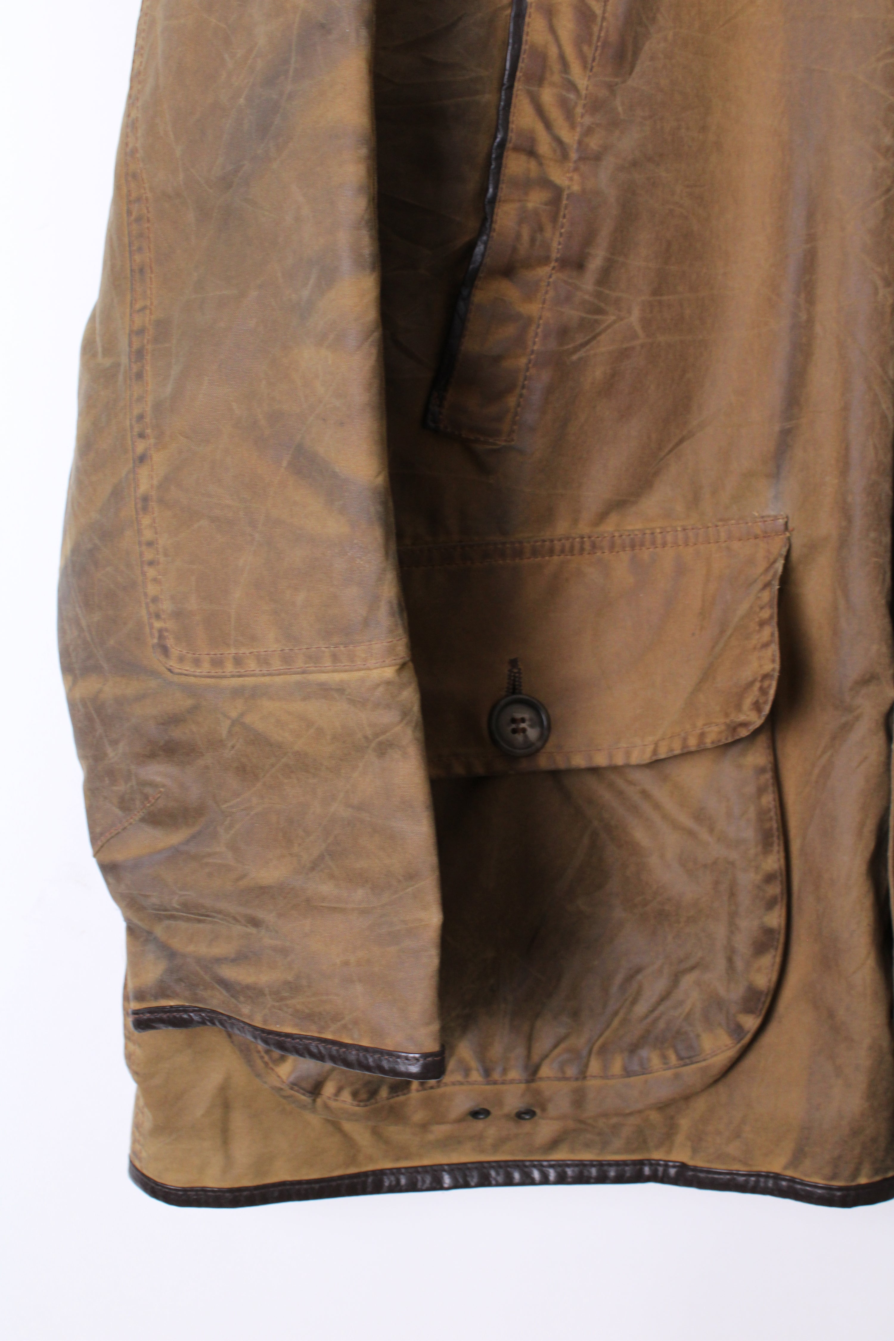 BARBOUR BEAUCHAMP VINTAGE WAXED COAT BROWN - L/XL