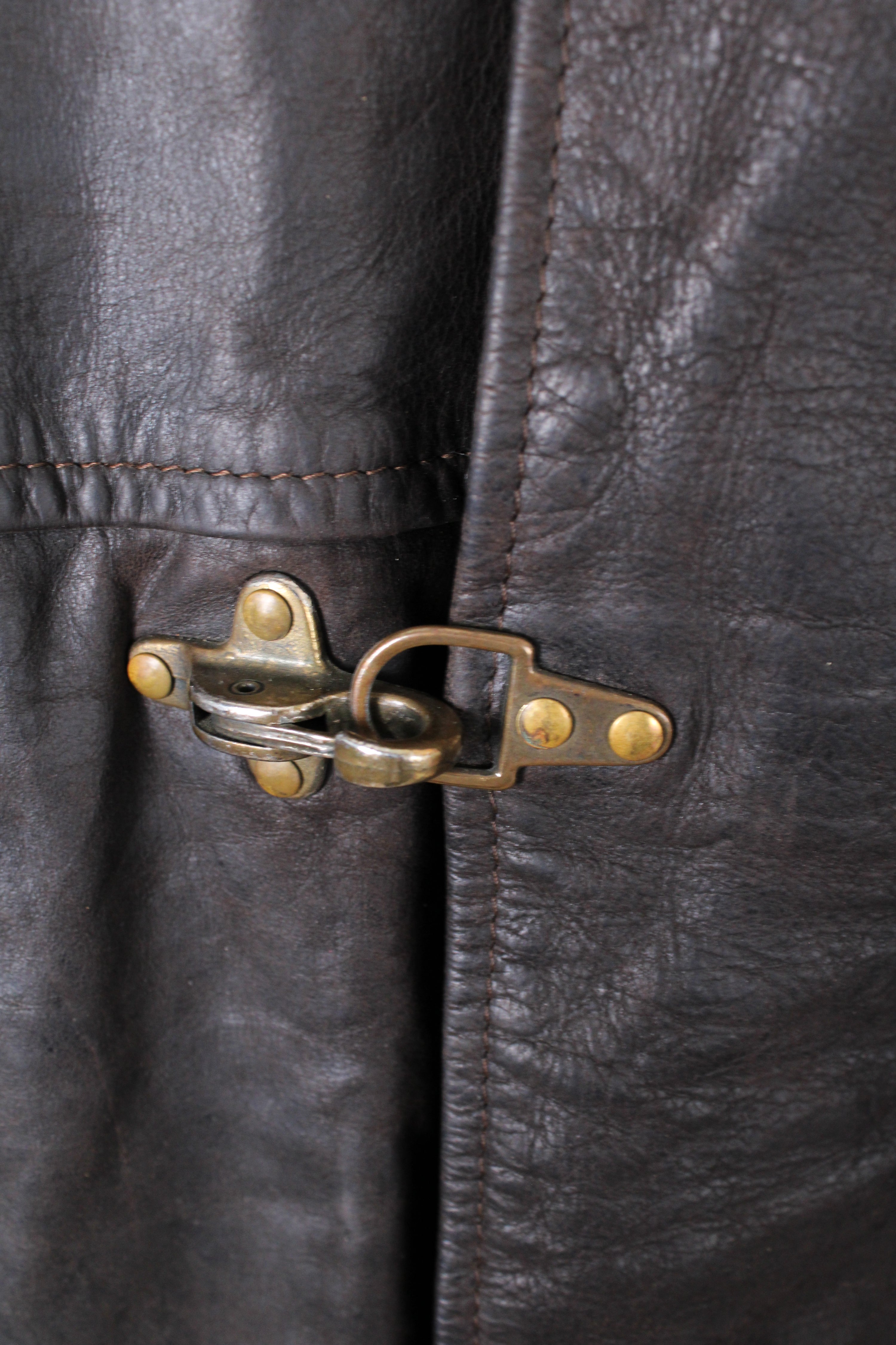 VINTAGE FIREMAN LEATHER JACKET BROWN - M/L