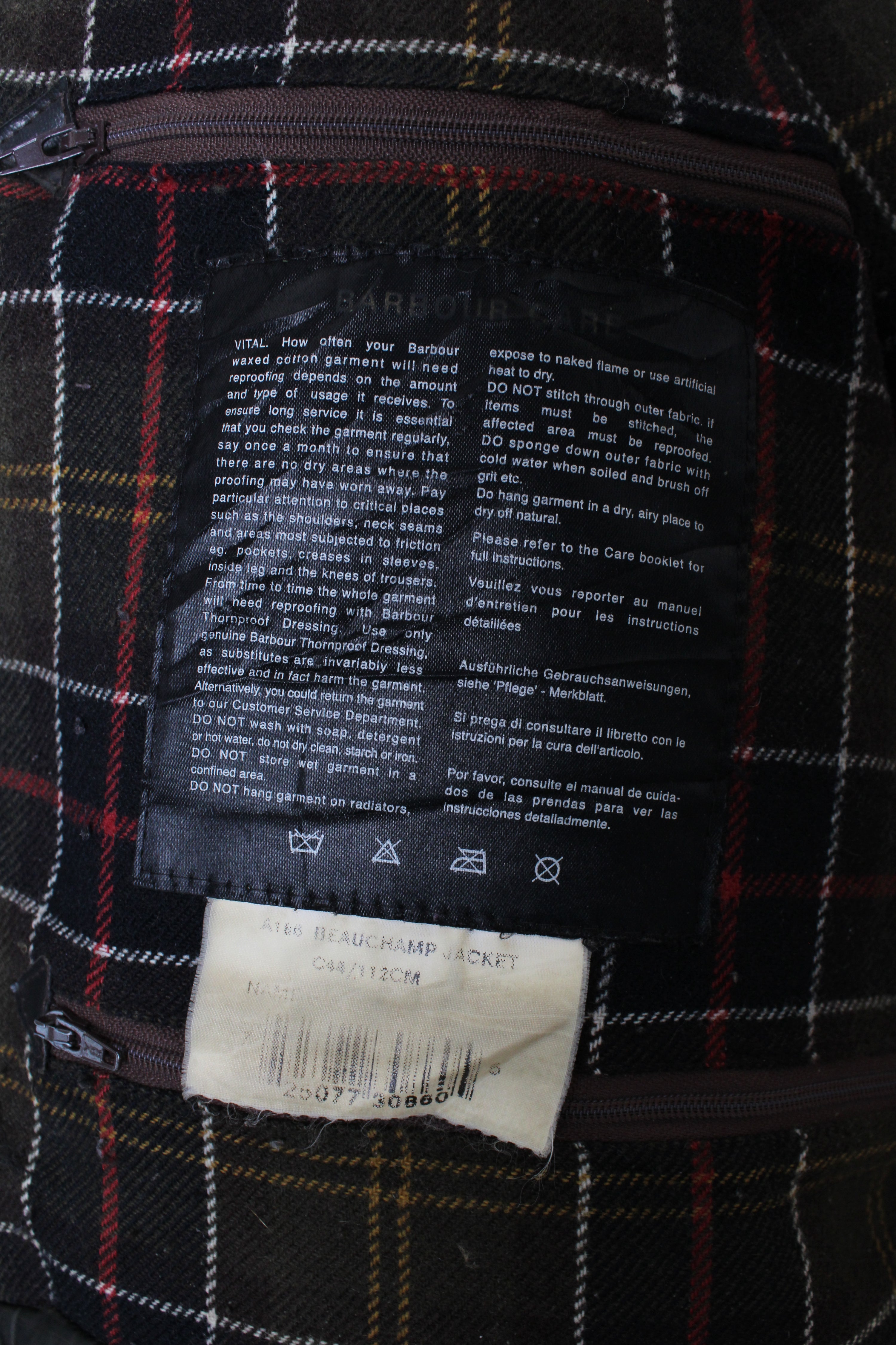 BARBOUR BEAUCHAMP VINTAGE WAXED COAT BROWN - L/XL