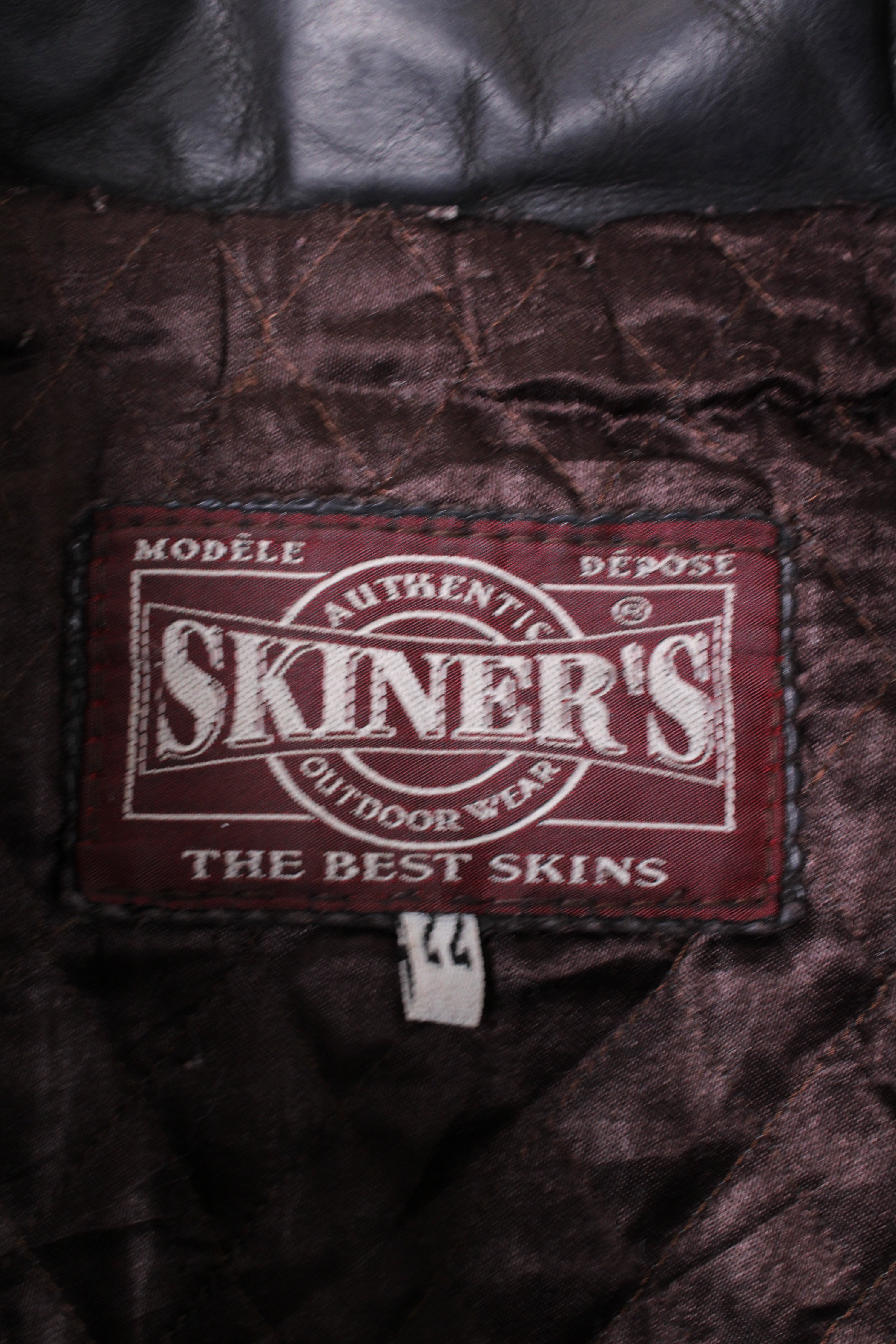 VINTAGE FIREMAN LEATHER JACKET BROWN PARKA - S/M