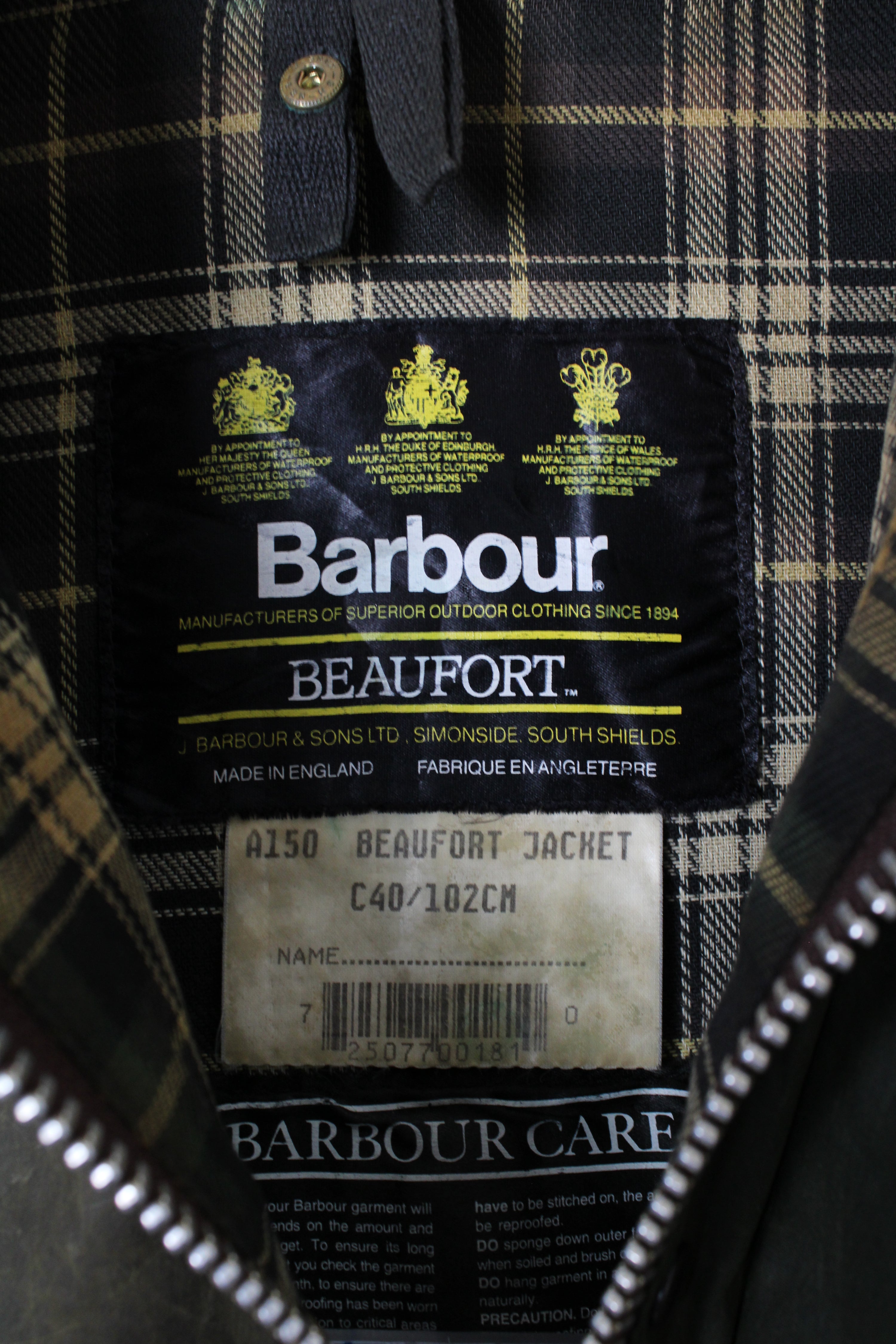 BARBOUR BEAUFORT WAXED JACKET GREEN - S/M