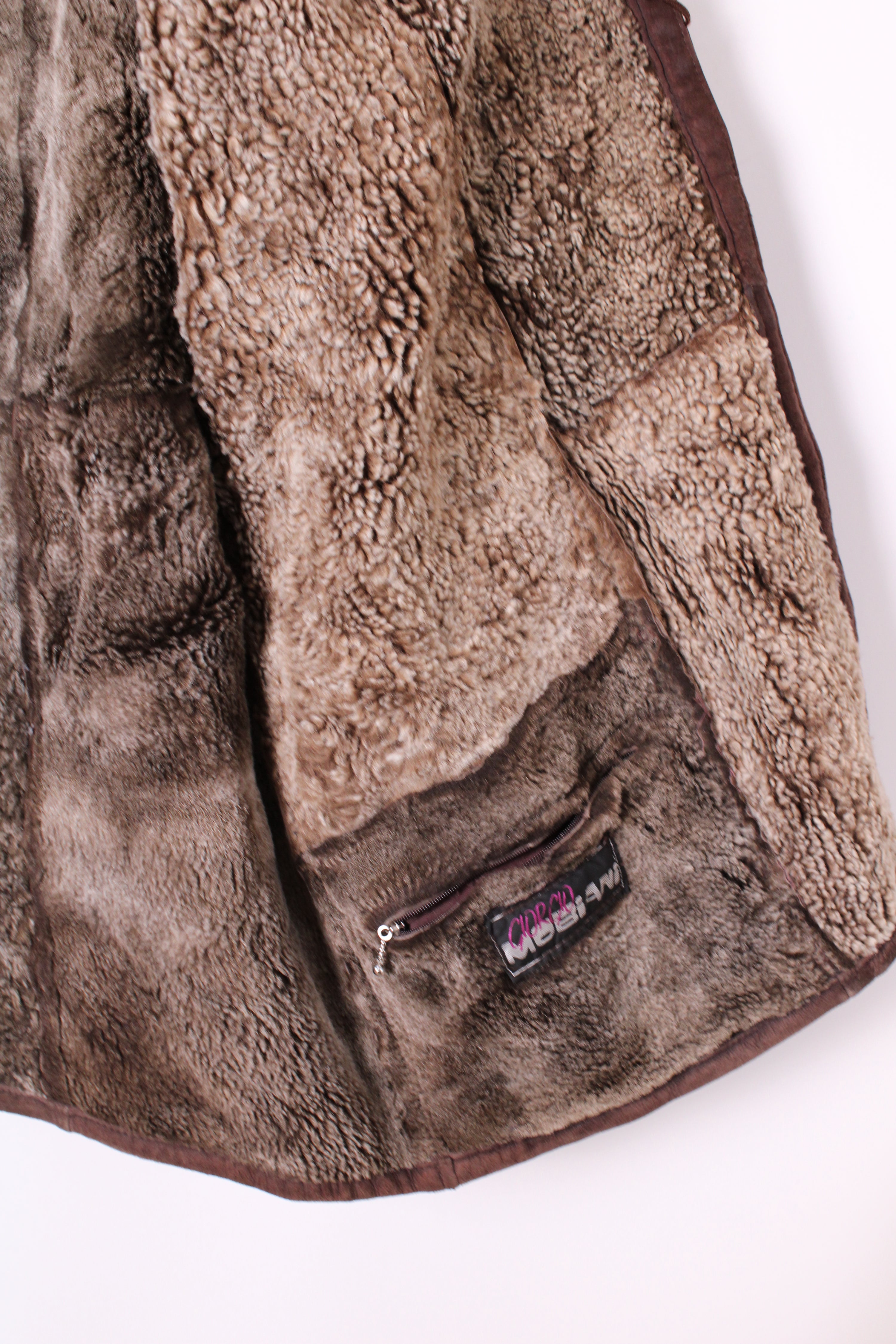 VINTAGE FIREMAN LEATHER SHEARLING COAT BROWN - M/L