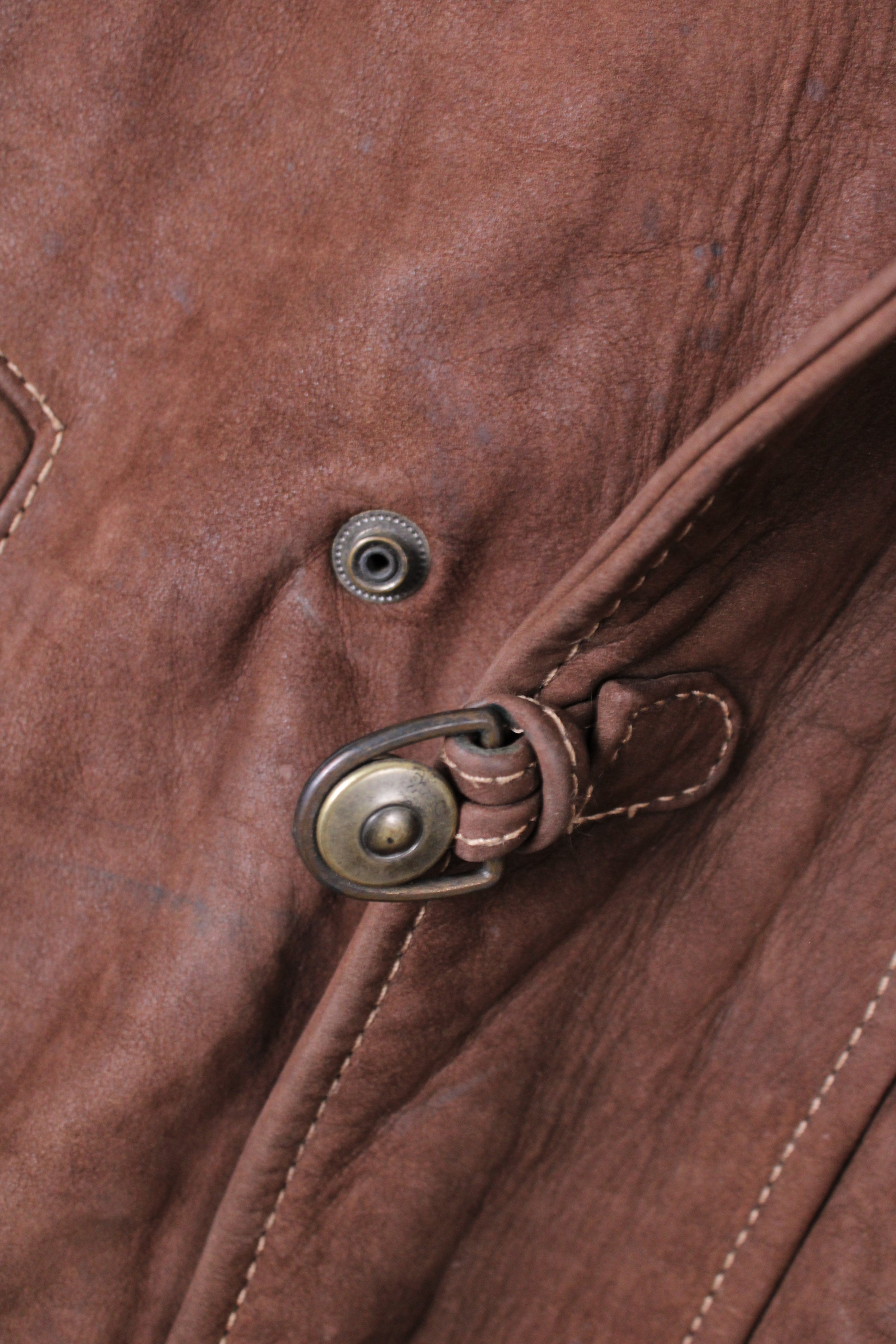 VINTAGE FIREMAN LEATHER JACKET BROWN - L/XL