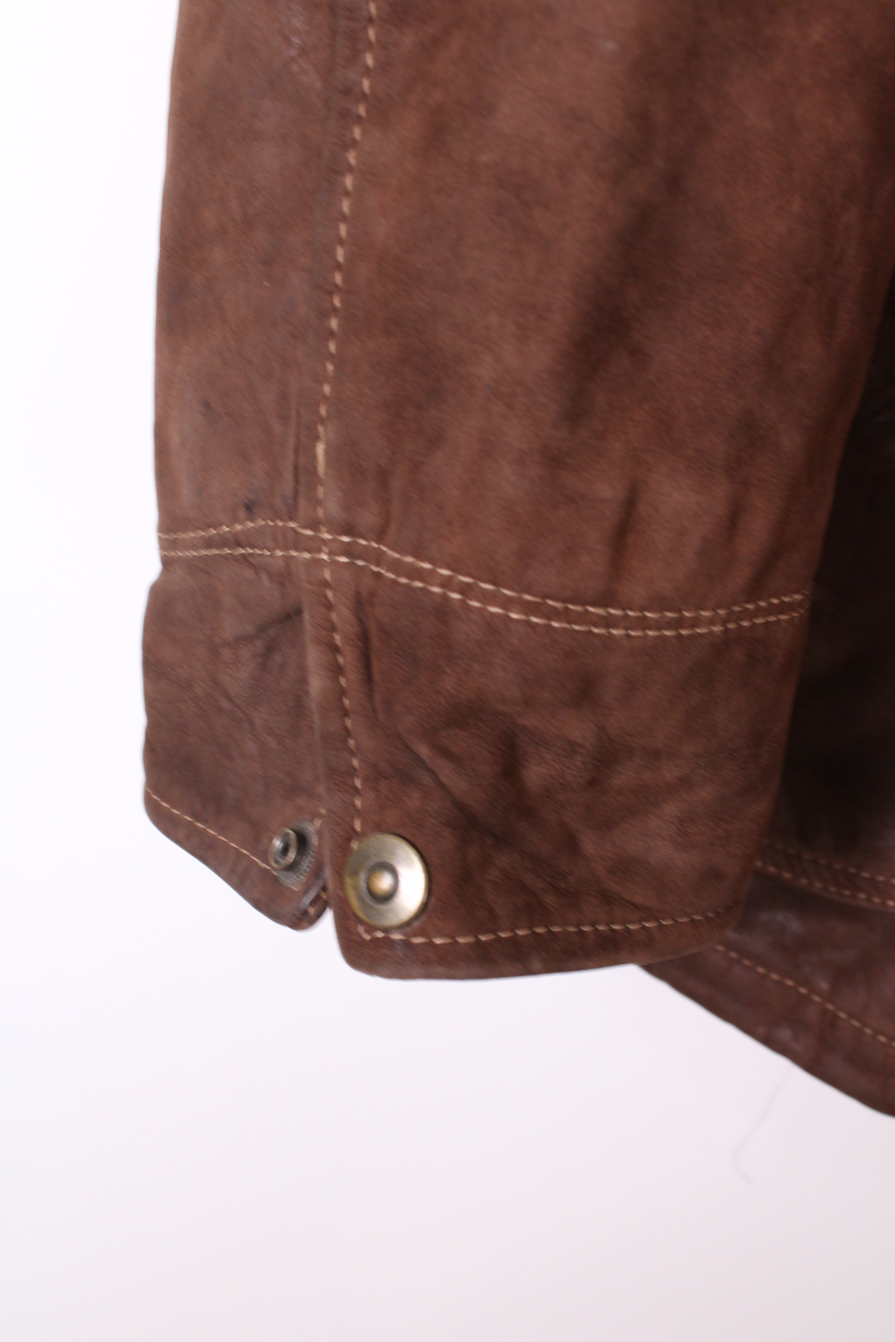 VINTAGE FIREMAN LEATHER JACKET BROWN - L/XL