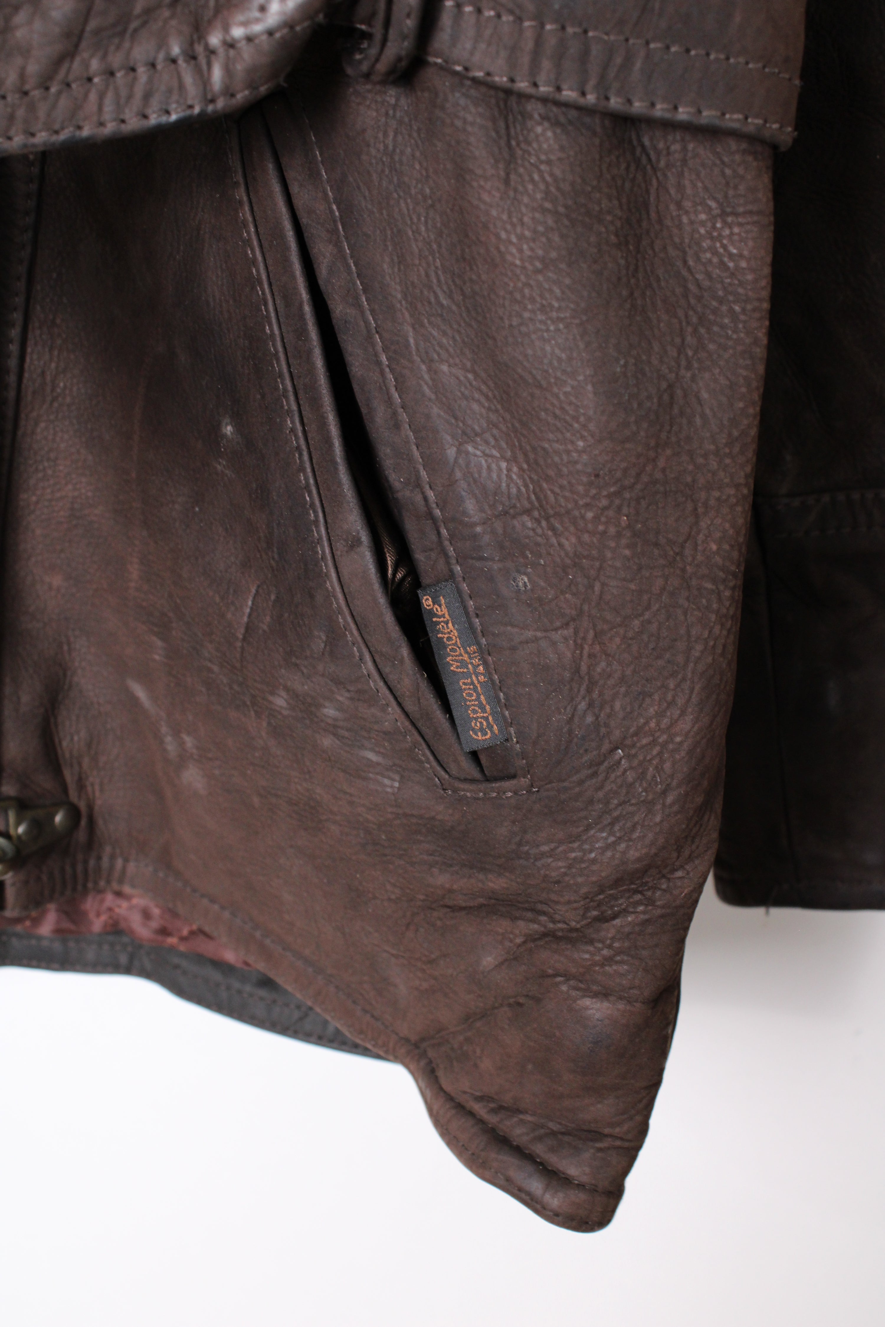 VINTAGE FIREMAN LEATHER JACKET BROWN - XS/S