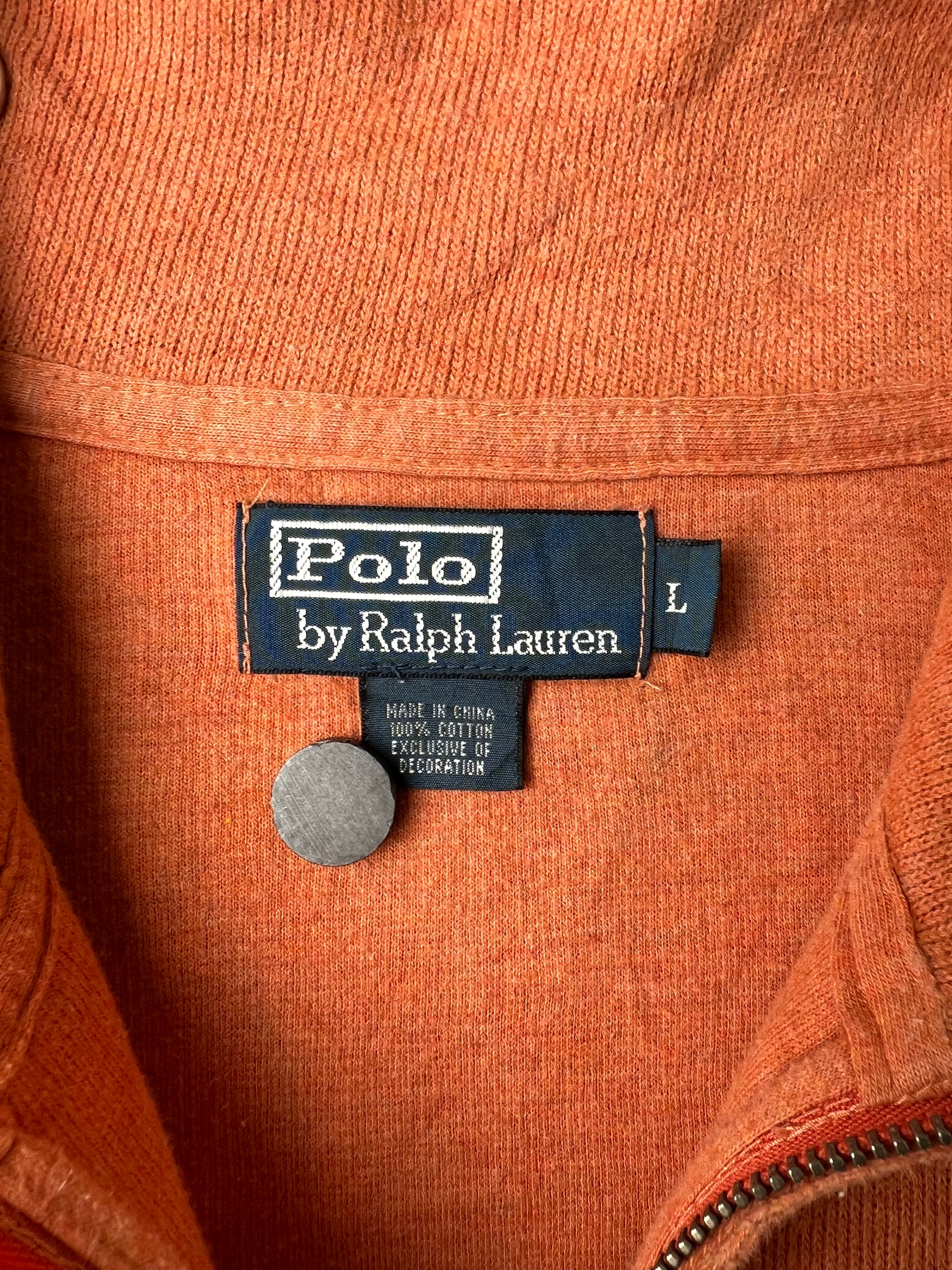 RALPH LAUREN QUARTER ZIP SWEATER ORANGE - L