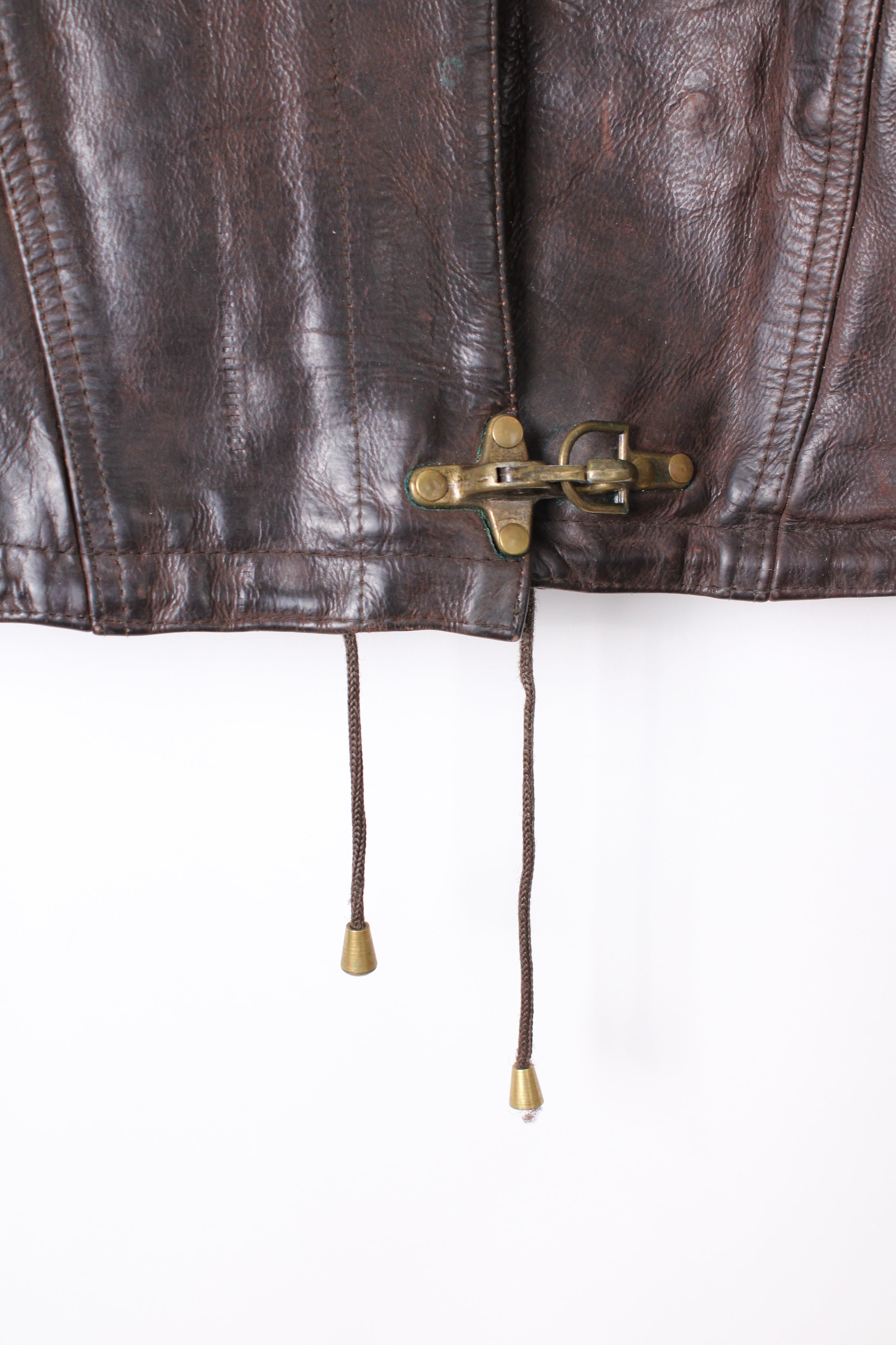 VINTAGE FIREMAN LEATHER JACKET BROWN - S/M