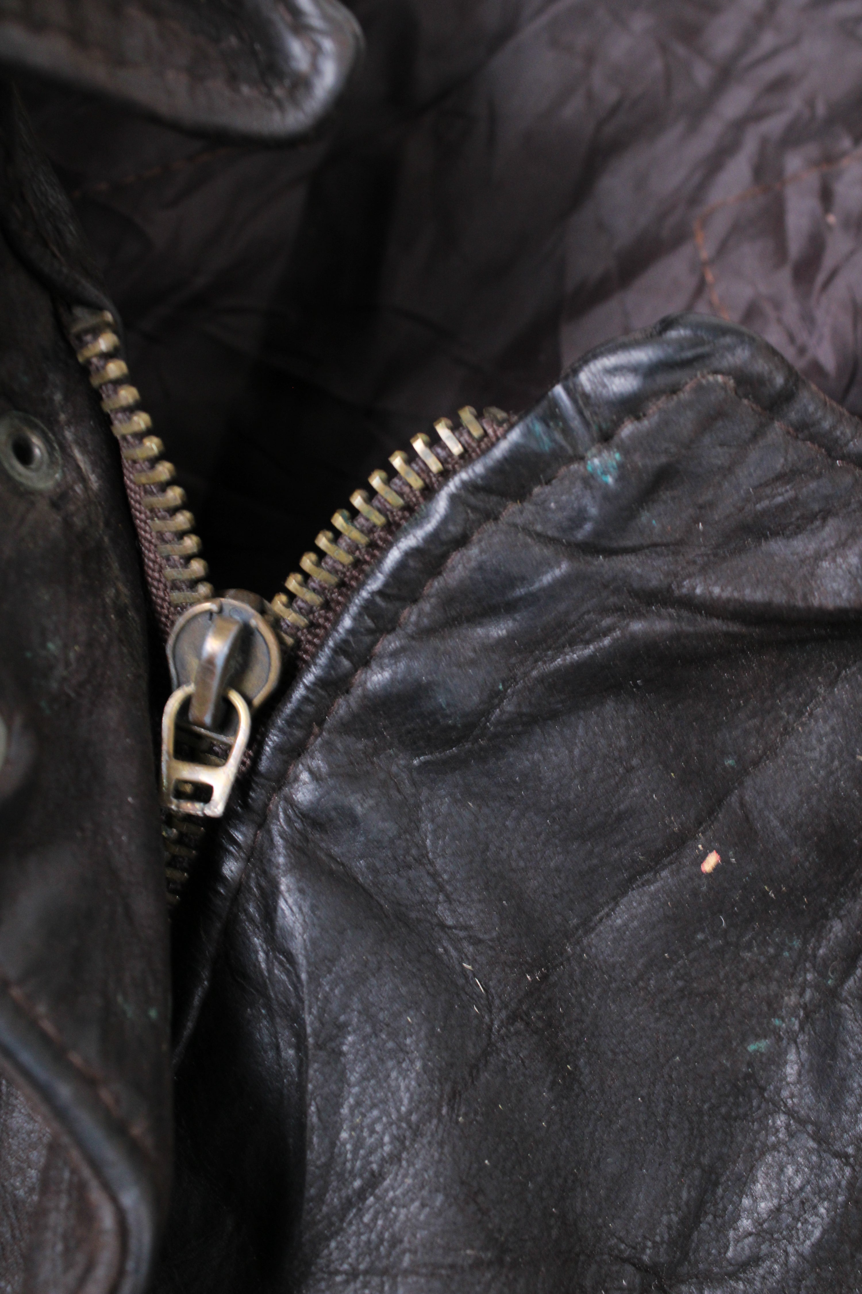 VINTAGE FIREMAN LEATHER JACKET DARK BROWN - S/M