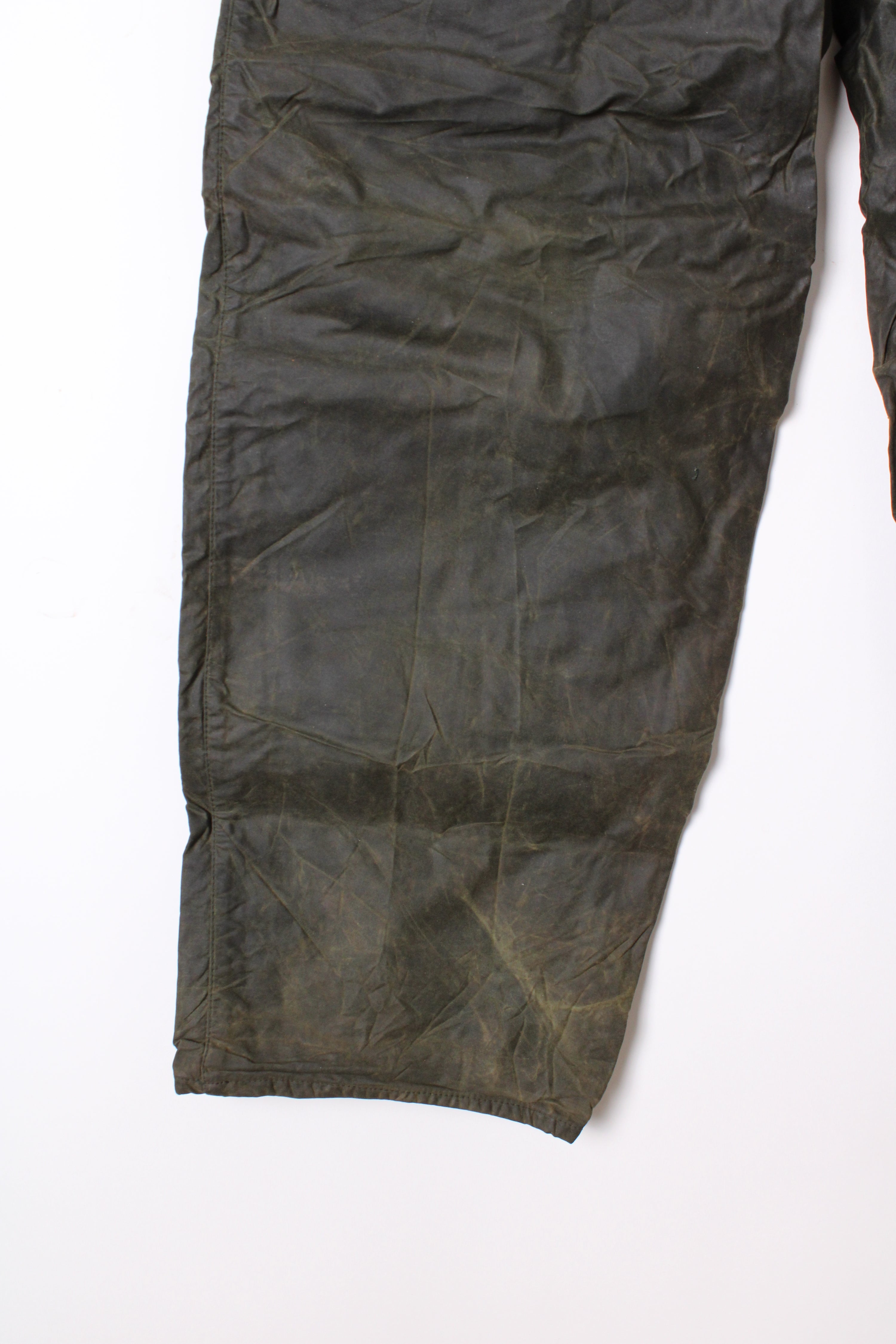 BARBOUR WAXED LINED COTTON OVERPANTS GREEN - M