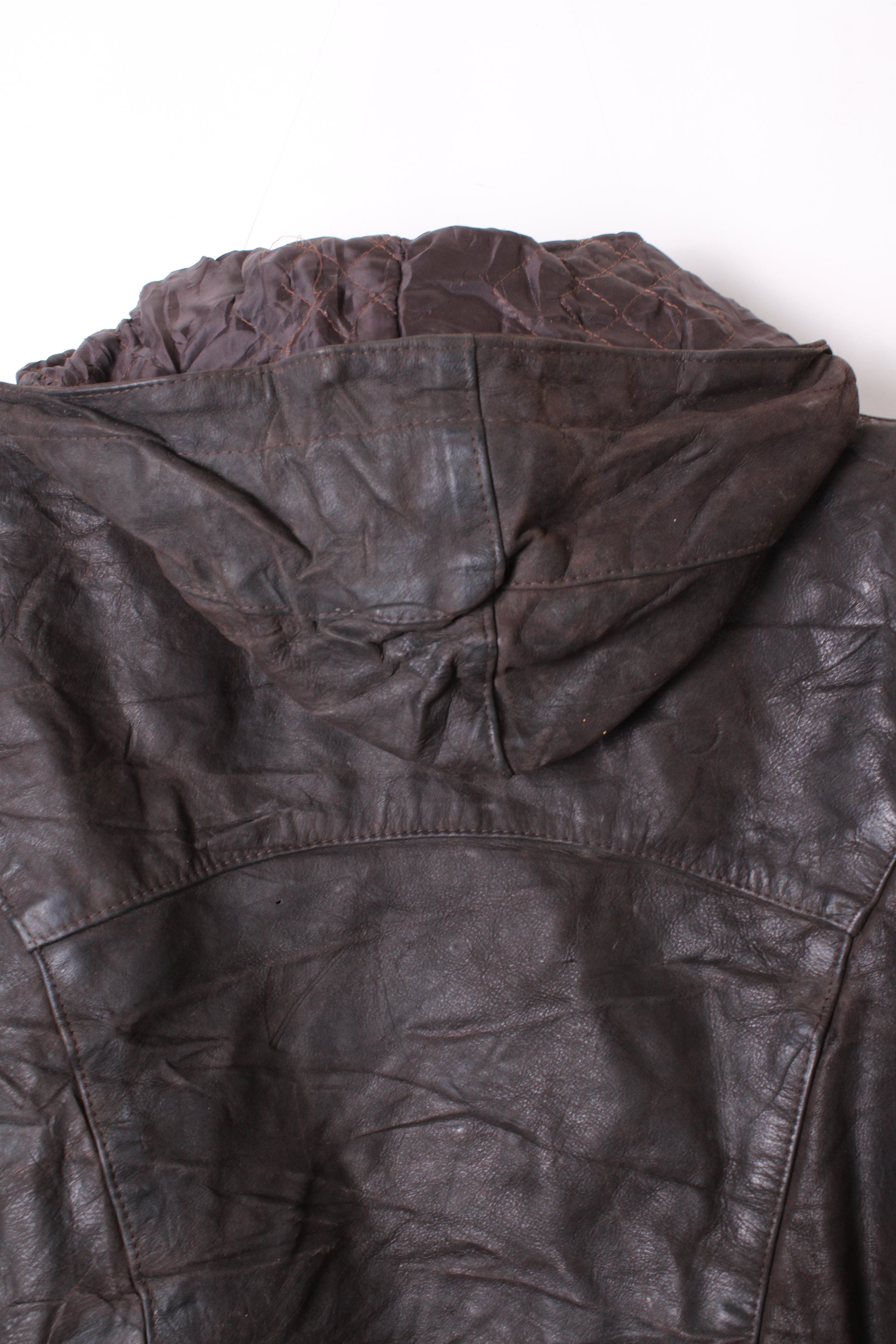 VINTAGE FIREMAN LEATHER JACKET DARK BROWN - S/M